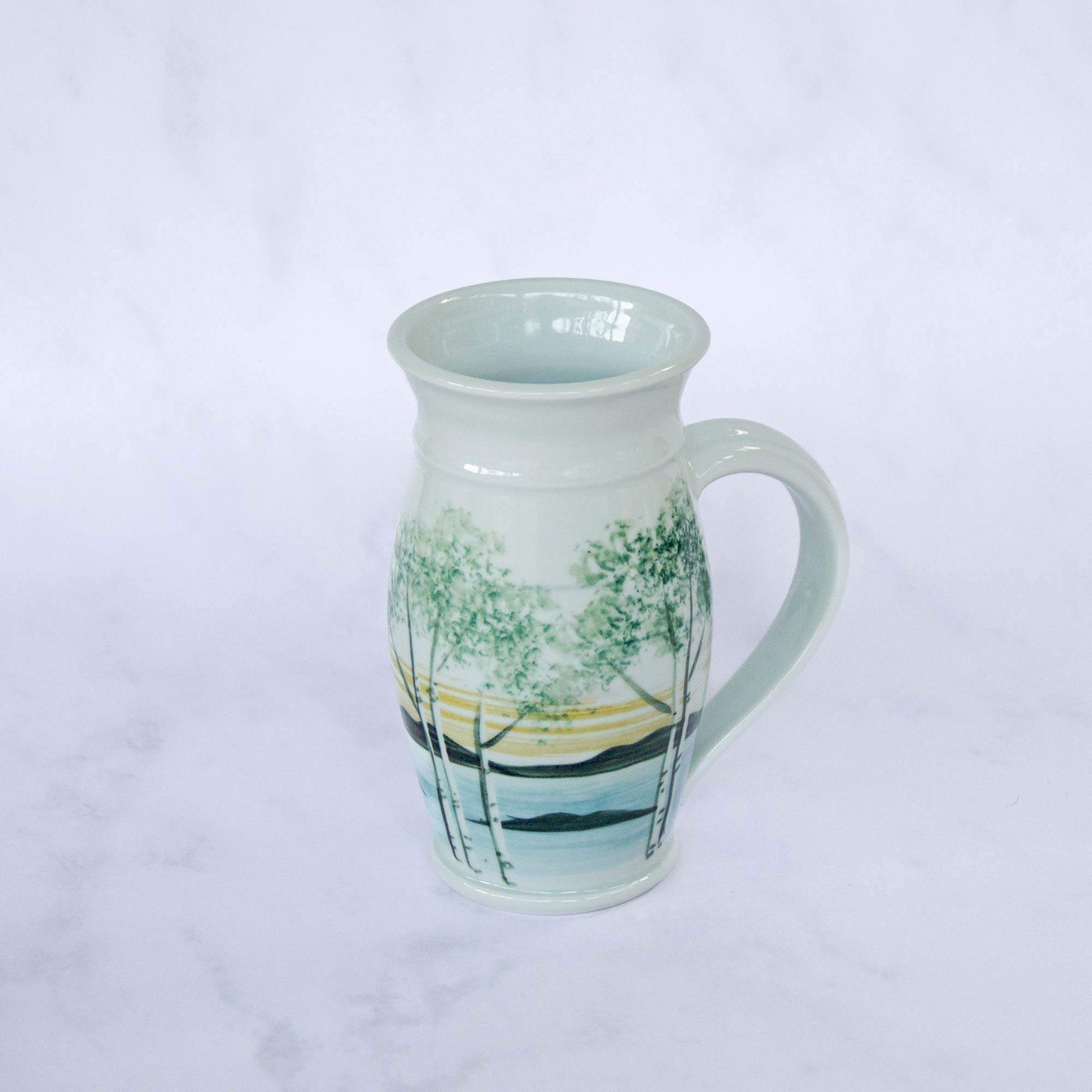 Handmade Pottery Beer Stein in Birch pattern made by Olyssia Designs LLC in US