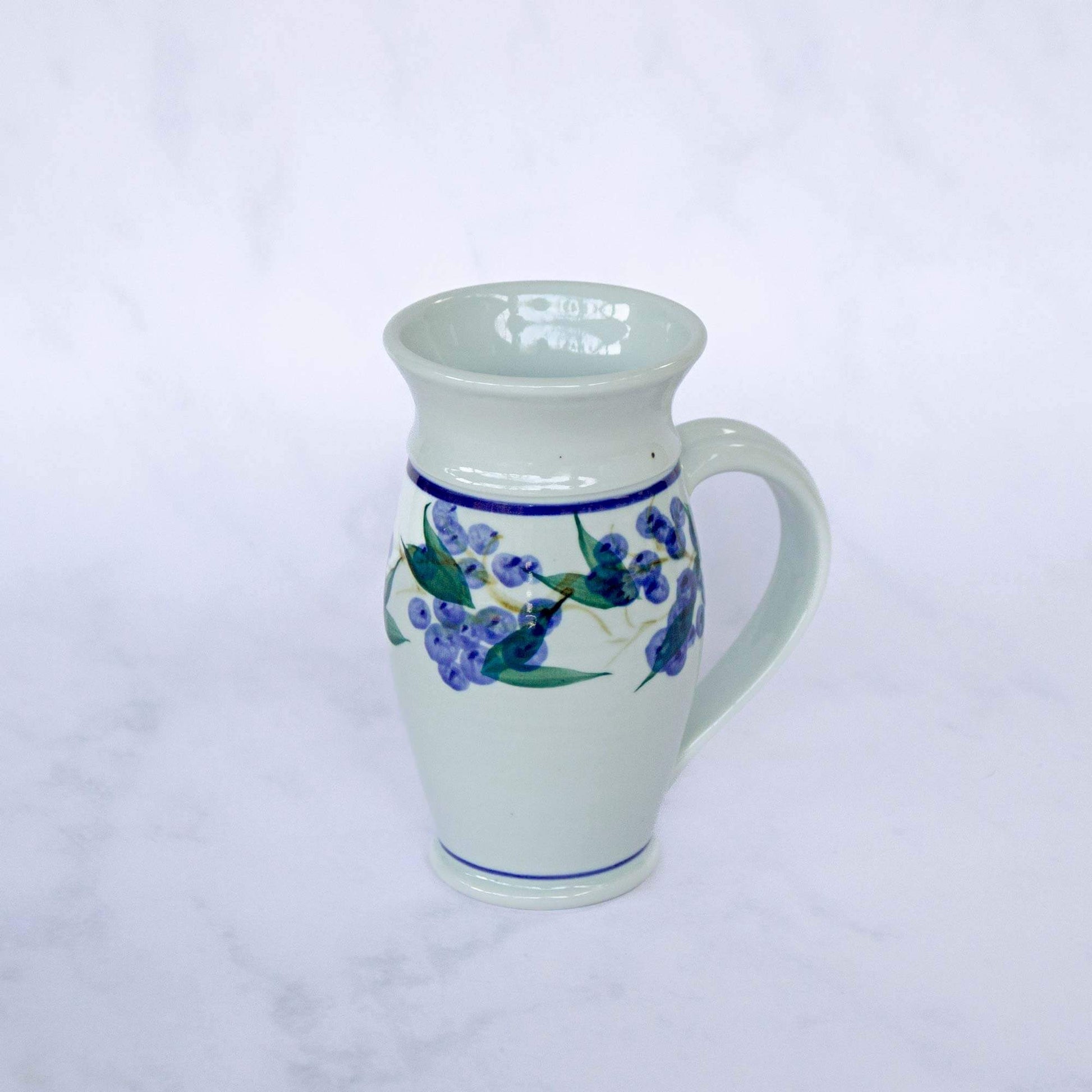 Handmade Pottery Beer Stein in Blueberry pattern made by Olyssia Designs LLC in US