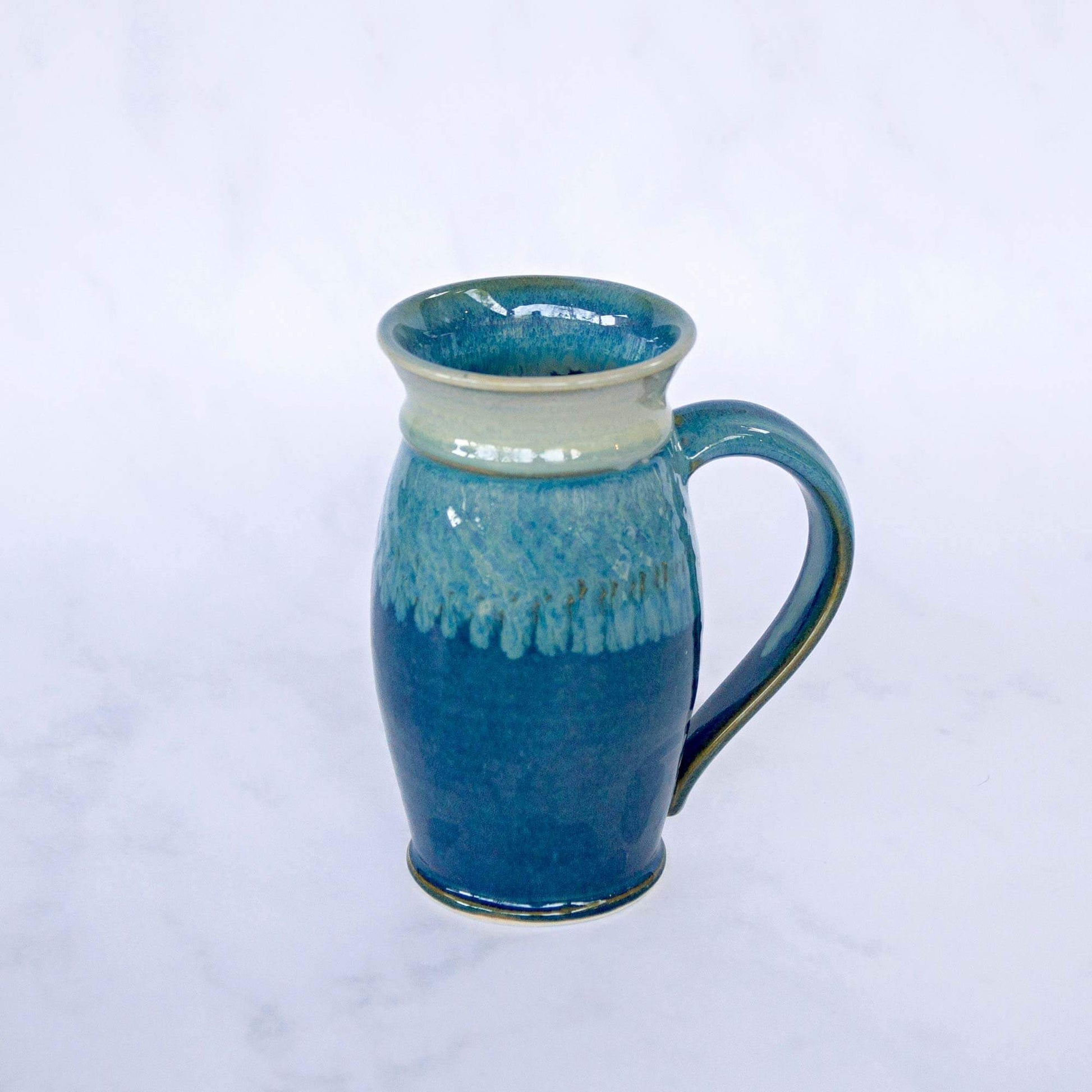 Handmade Pottery Beer Stein in Cobalt pattern made by Olyssia Designs LLC in US