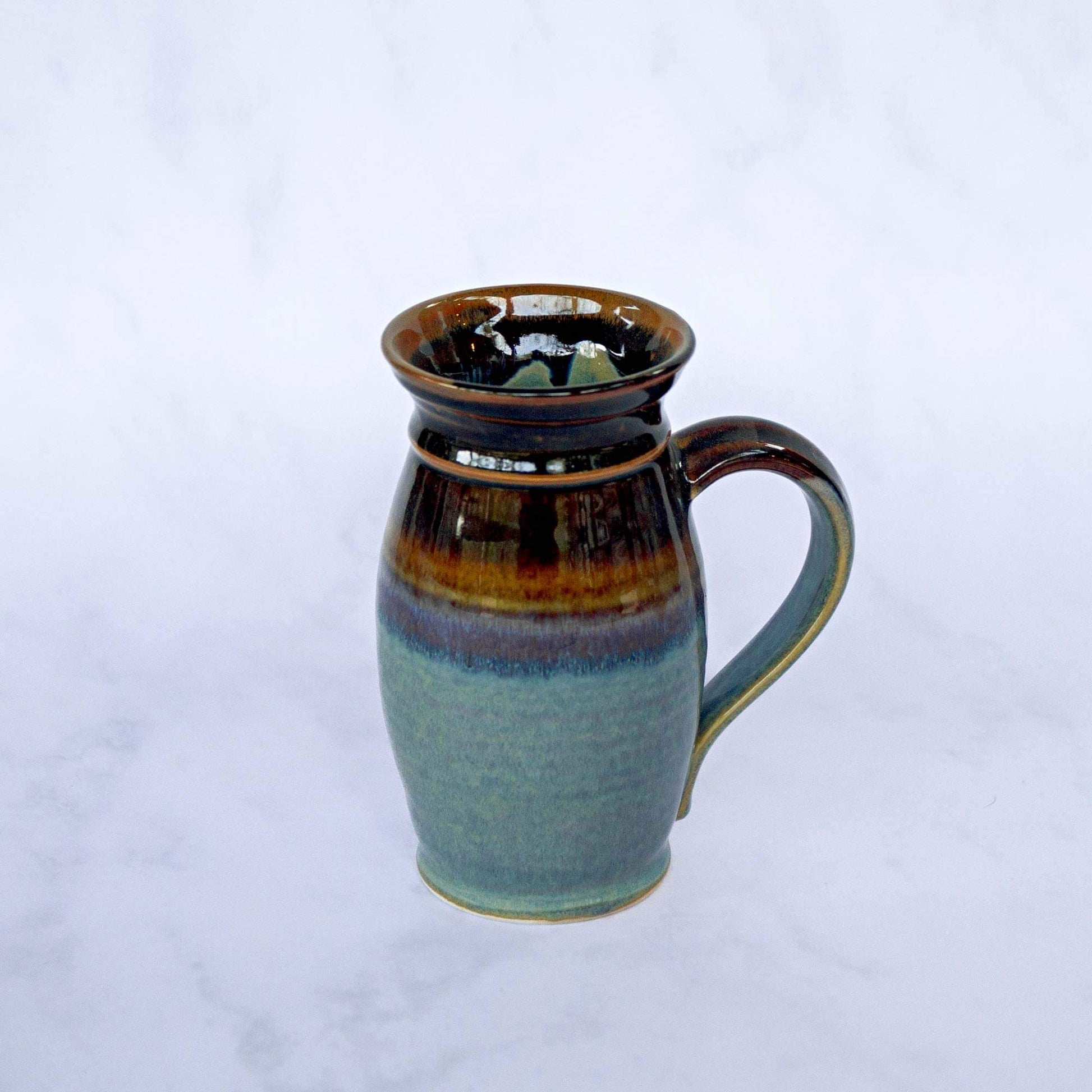 Handmade Pottery Beer Stein in Purple Hamada pattern made by Olyssia Designs LLC in US