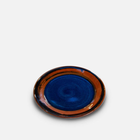 Handmade Pottery Classic Dessert Plate in Blue Hamada pattern made by Olyssia Designs LLC  in US