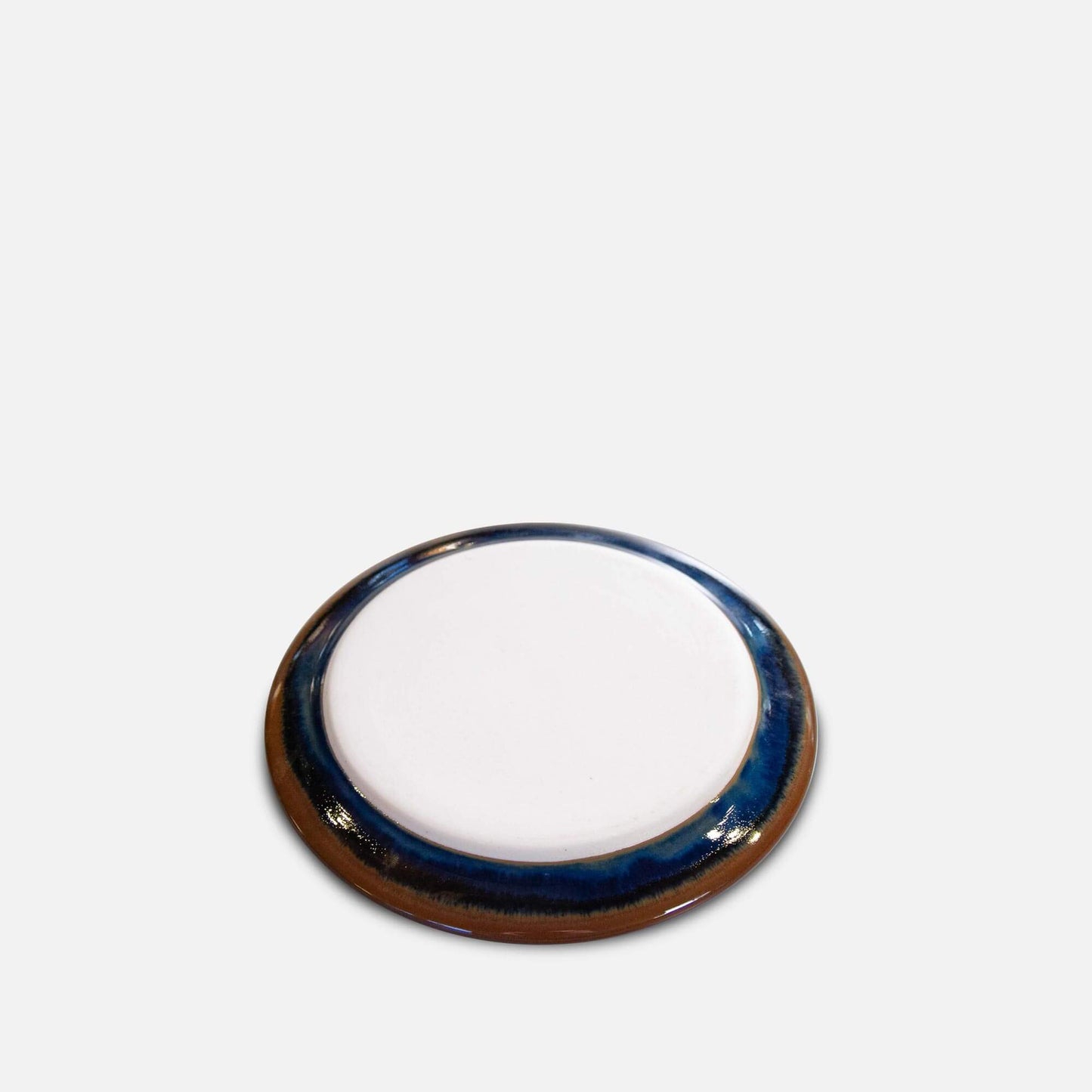 Handmade Pottery Classic Dessert Plate in Blue Hamada pattern made by Olyssia Designs LLC in US