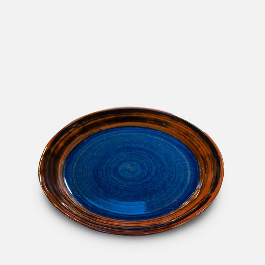 Handmade Pottery Classic Dinner Plate in Blue Hamada pattern made by Olyssia Designs LLC  in US