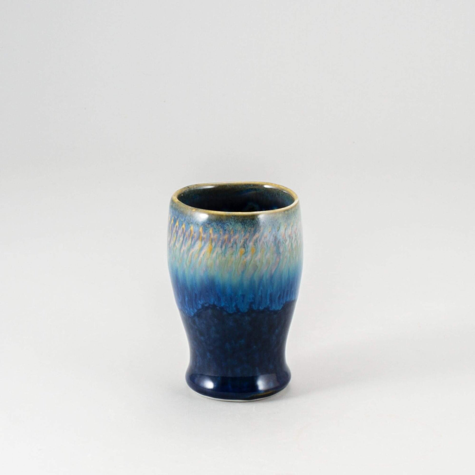 Handmade Pottery Curvy Tumbler in Cobalt pattern made by Olyssia Designs LLC in US