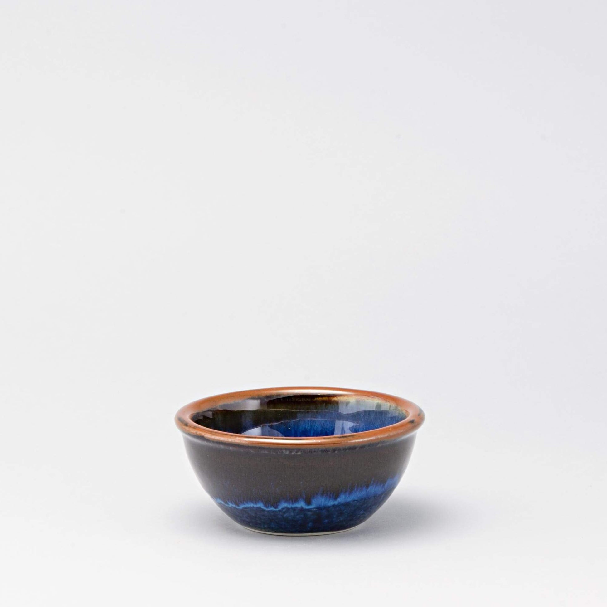 Handmade Pottery Custard Bowl in Blue Hamada pattern made by Olyssia Designs LLC in US