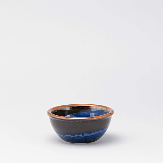 Handmade Pottery Custard Bowl in Blue Hamada pattern made by Olyssia Designs LLC  in US