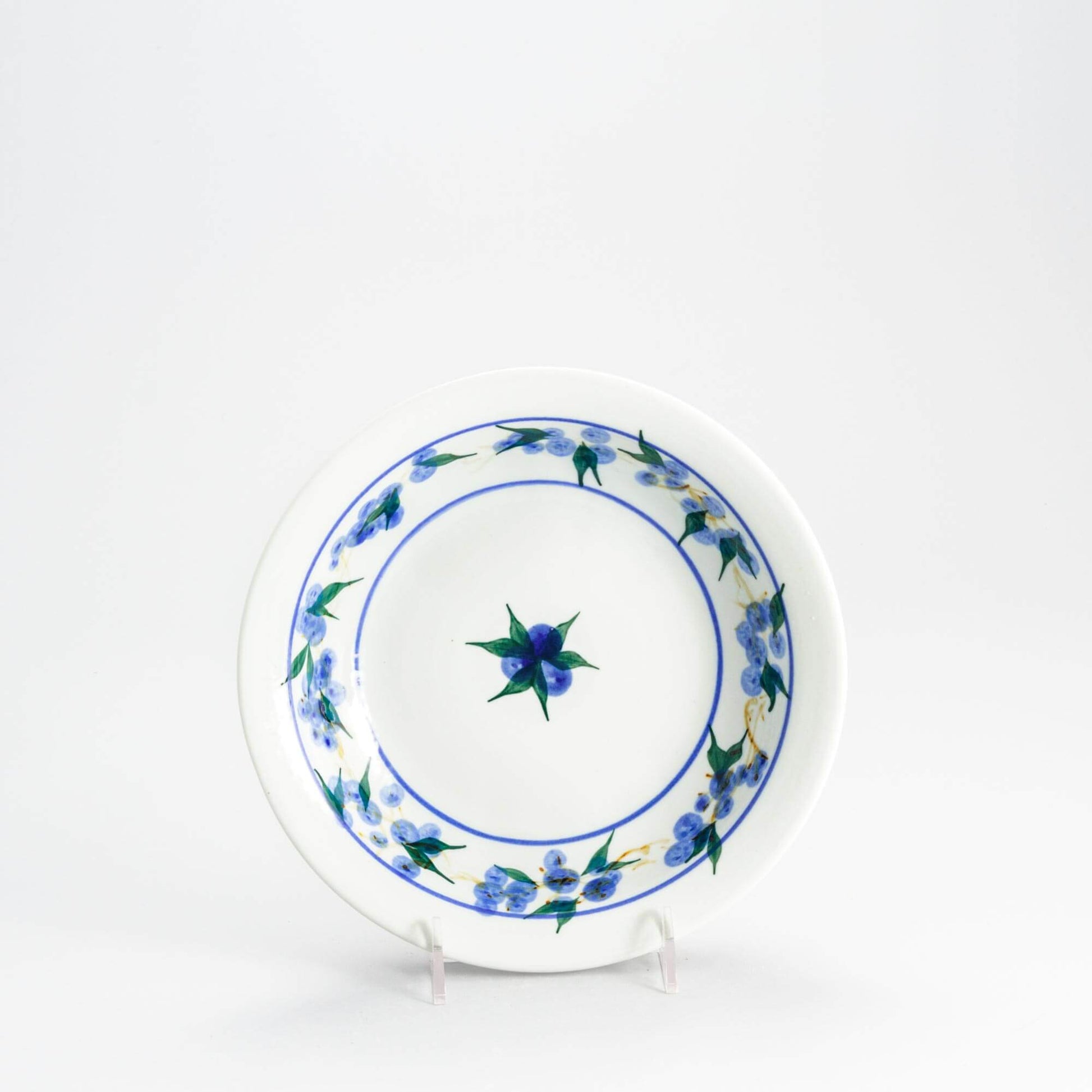 Handmade Pottery Individual Pasta Bowl in Blueberry pattern made by Olyssia Designs LLC  in US