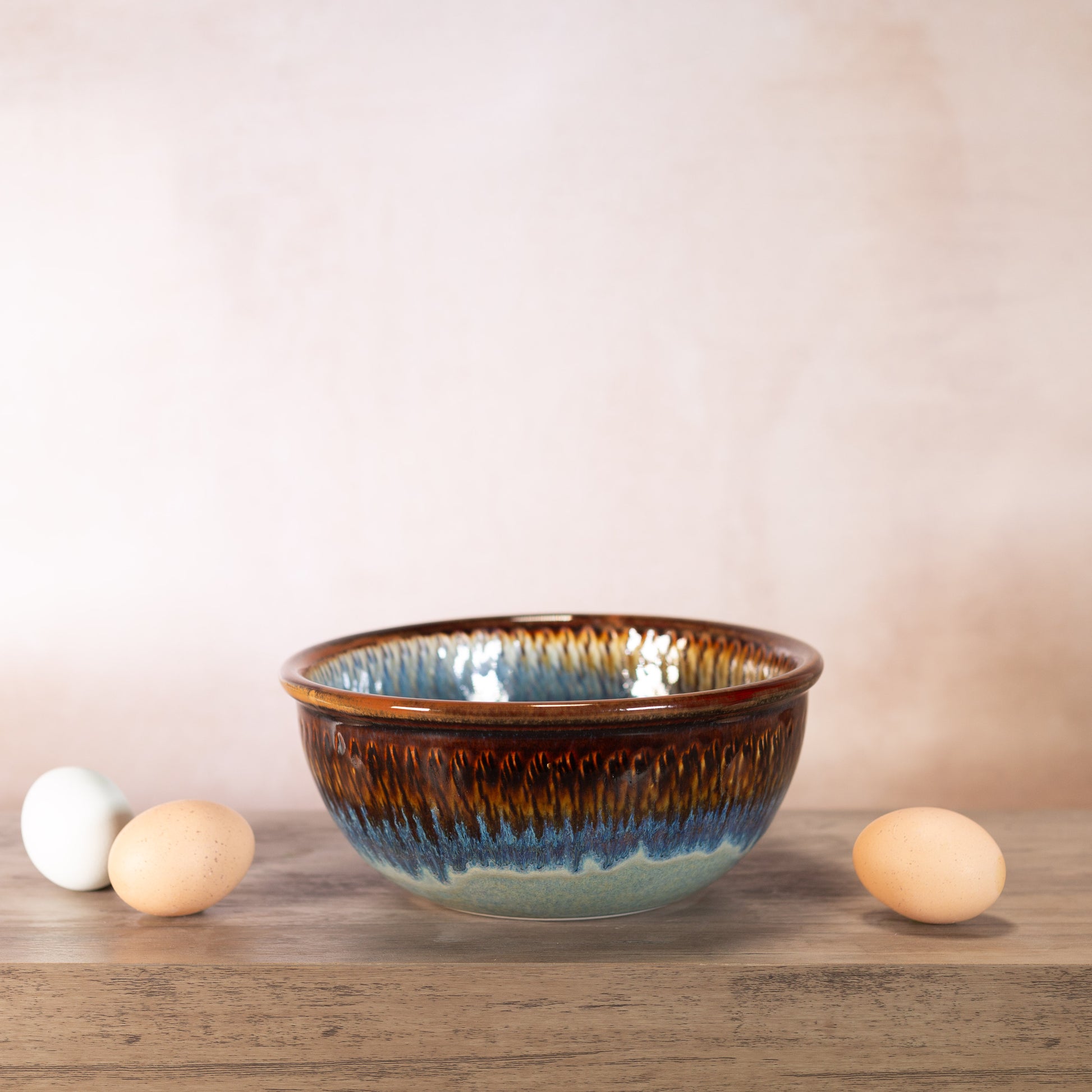 Handmade Pottery 8 Inch Mixing Bowl in Purple Hamada pattern made by Olyssia Designs LLC in US