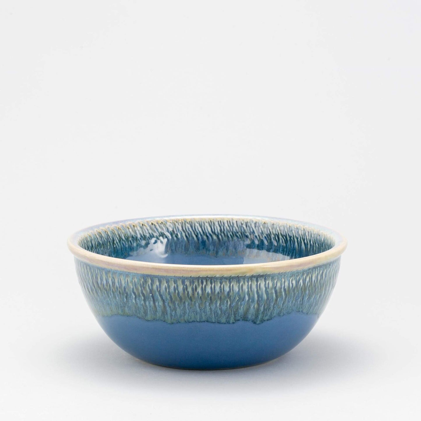 Handmade Pottery 10 Inch Mixing Bowl in Blue Oribe pattern made by Olyssia Designs LLC in US