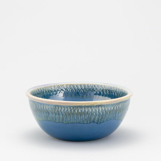 Handmade Pottery 10 Inch Mixing Bowl in Blue Oribe pattern made by Olyssia Designs LLC  in US