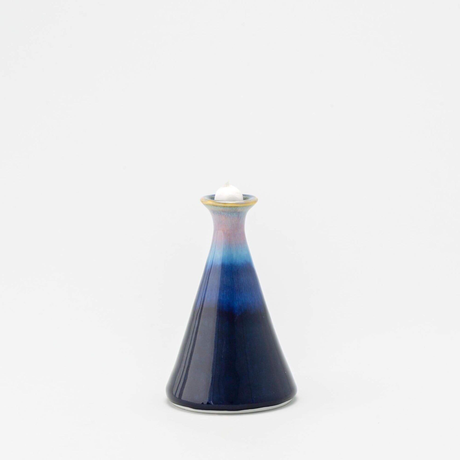 Handmade Pottery Oil Candle in Cobalt pattern made by Olyssia Designs LLC  in US