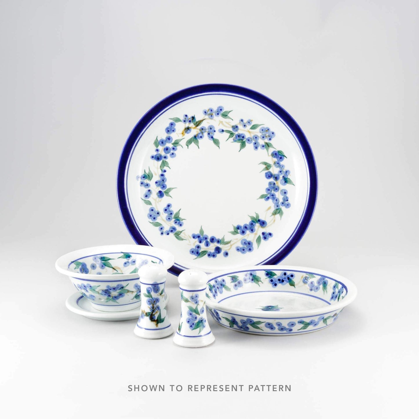 Handmade Pottery Utensil Holder in Blueberry pattern made by Olyssia Designs LLC in US