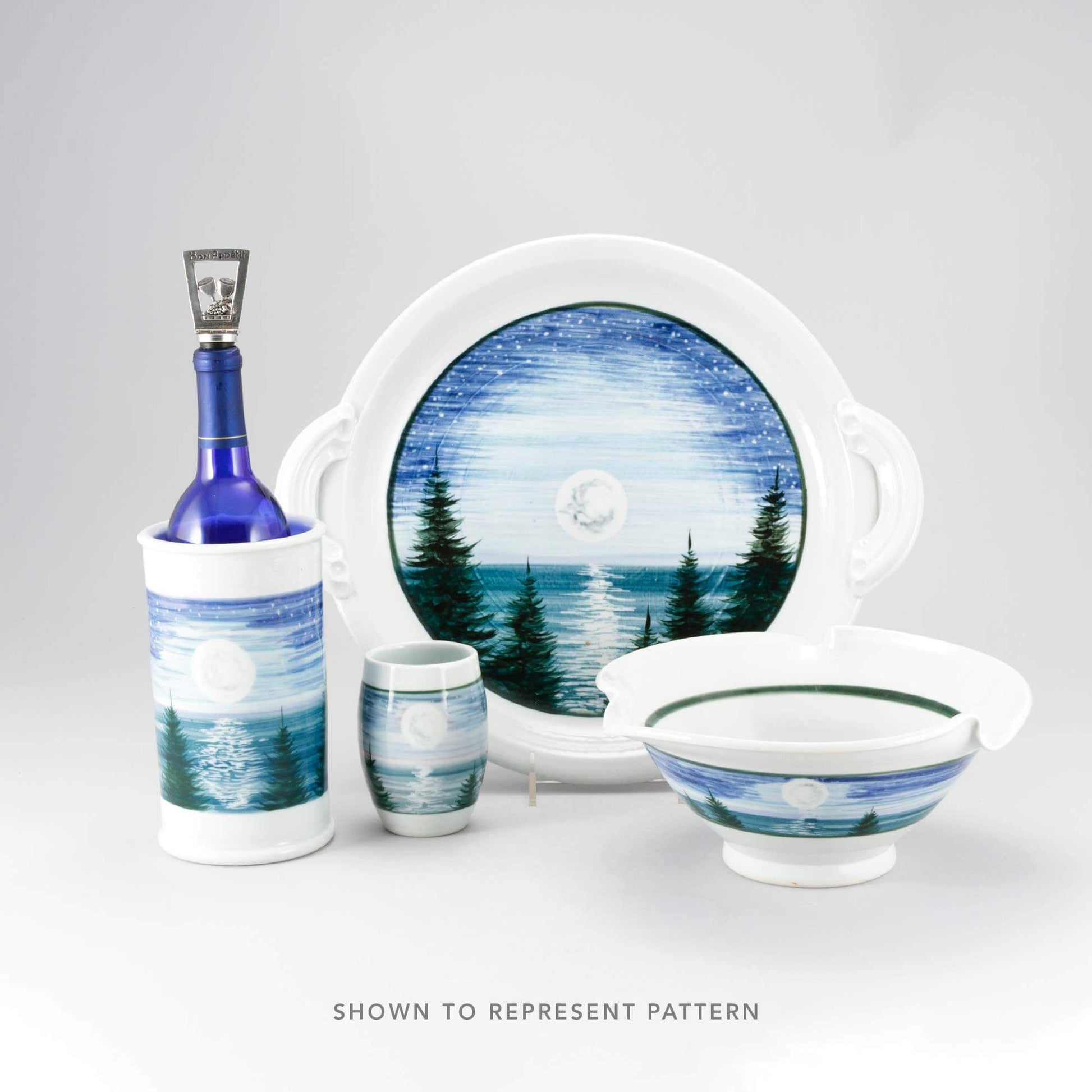Handmade Pottery Small Chip & Dip in Moon pattern made by Olyssia Designs LLC  in US