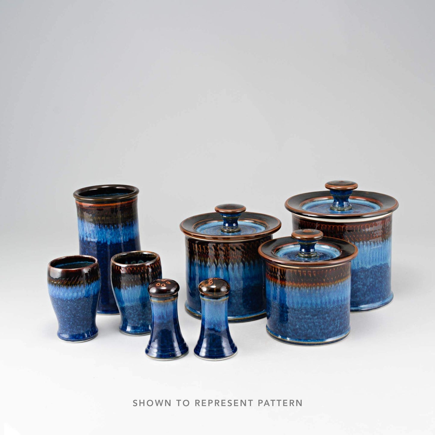 Handmade Pottery Small Chip & Dip in Blue Hamada pattern made by Olyssia Designs LLC in US