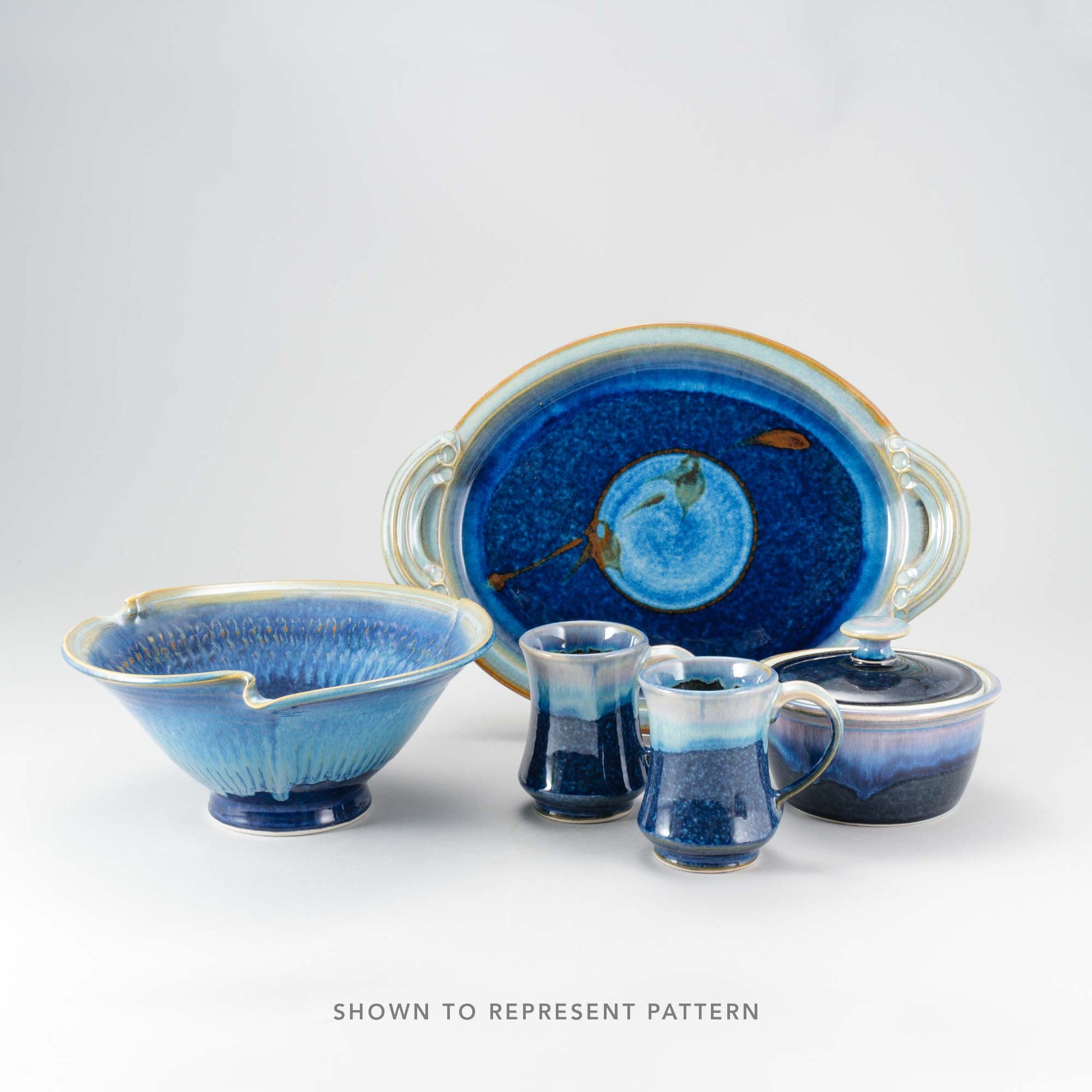 Handmade Pottery Tapas Plate in Cobalt pattern made by Olyssia Designs LLC in US