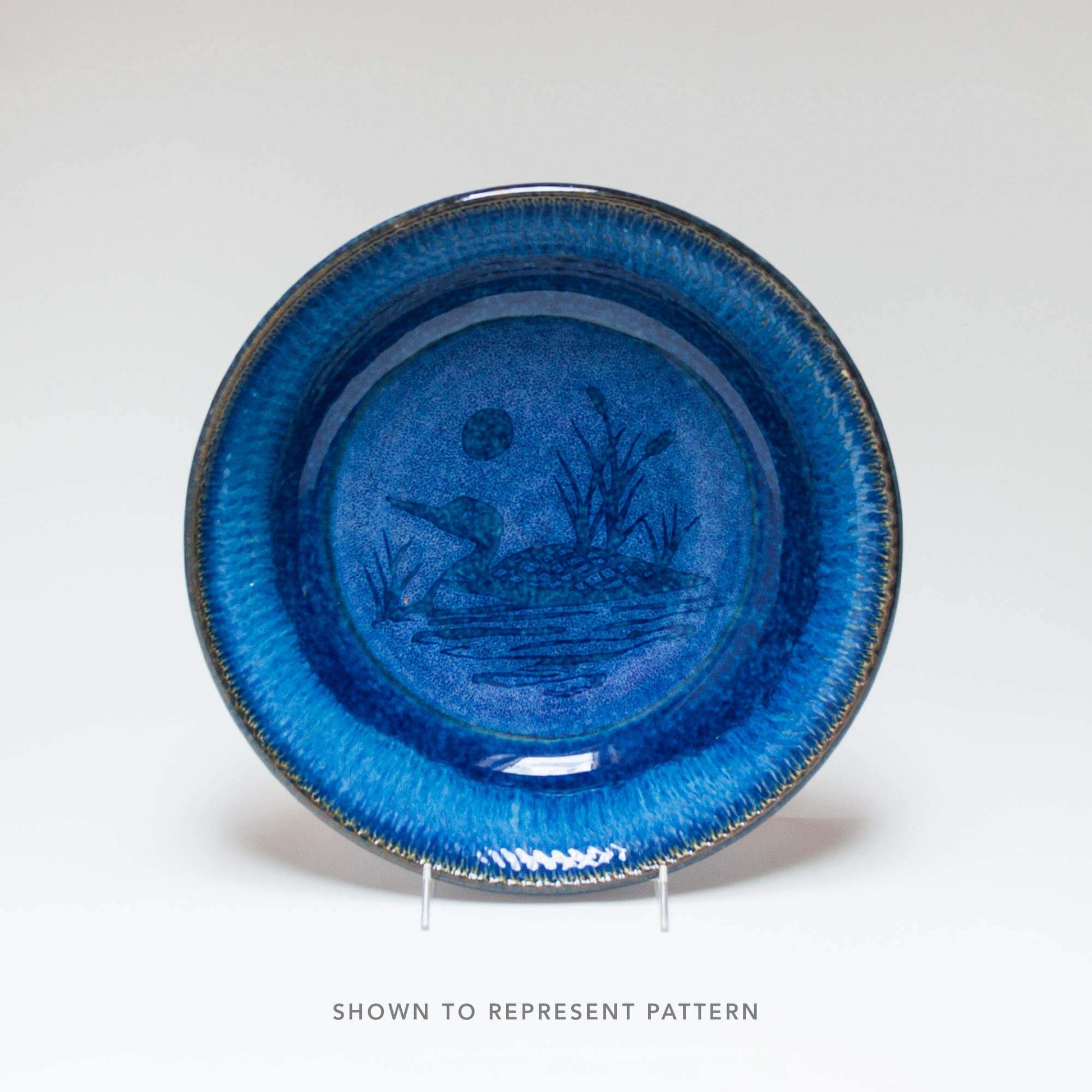 Handmade Pottery Harvest Bowl in Blue Loon pattern made by Olyssia Designs LLC  in US