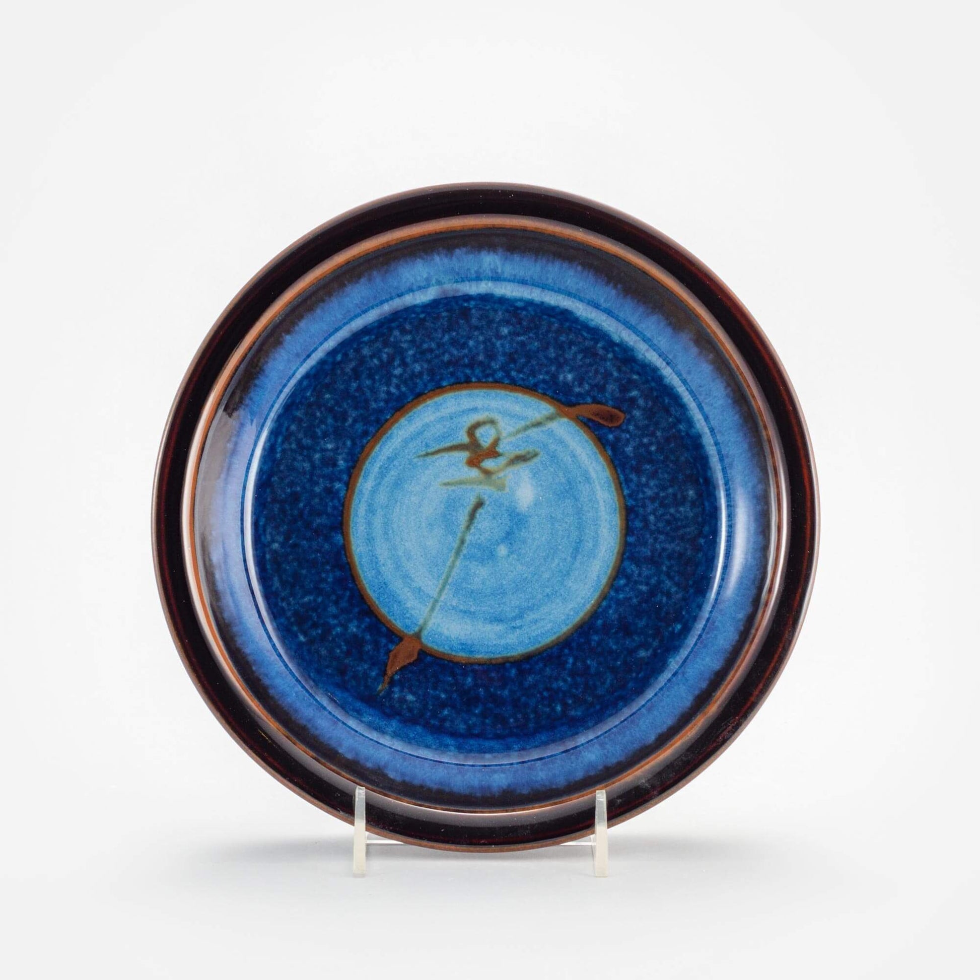 Handmade Pottery Pie Plate in Blue Hamada pattern made by Olyssia Designs LLC  in US