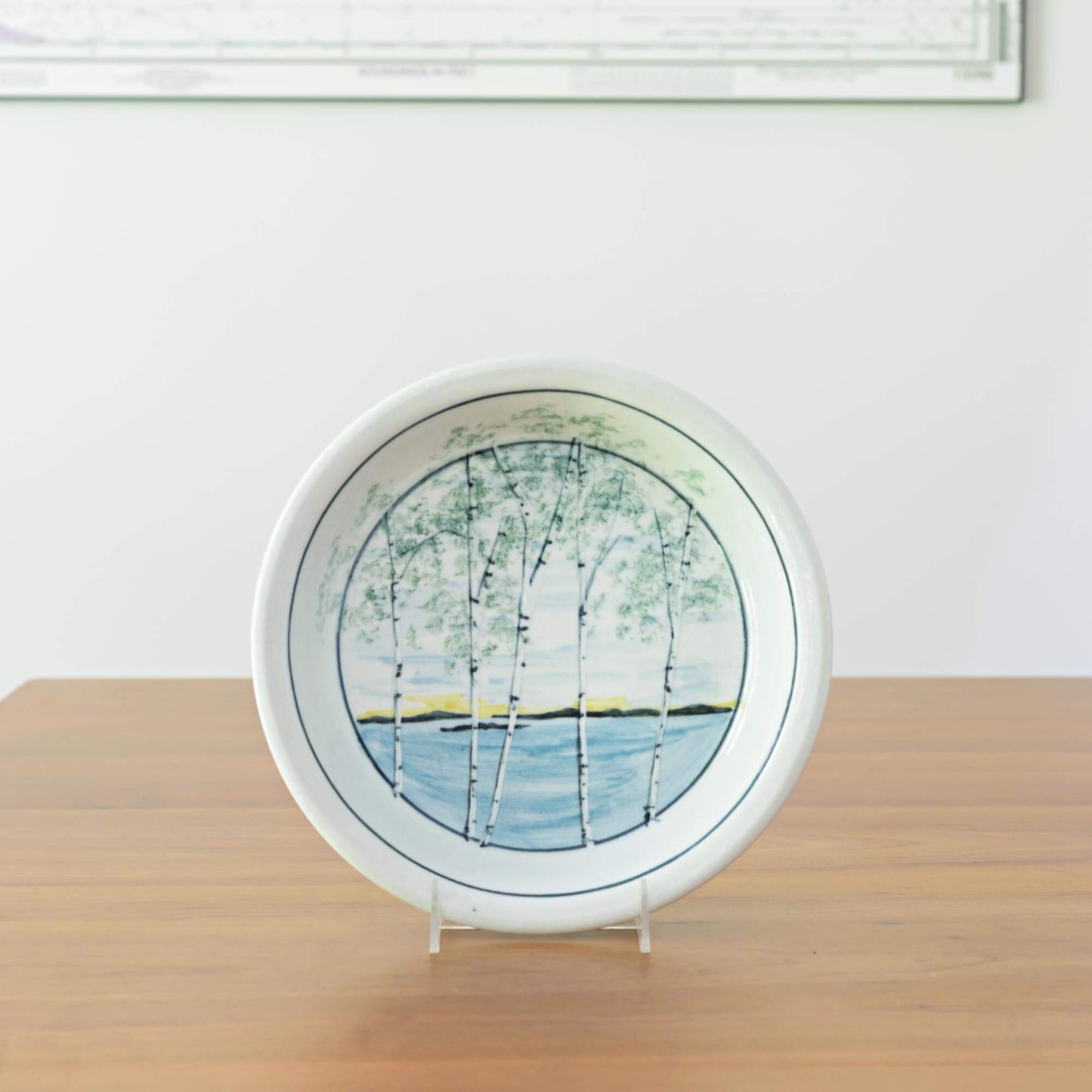 Handmade Pottery Pie Plate in Birch Point pattern made by Olyssia Designs LLC in US