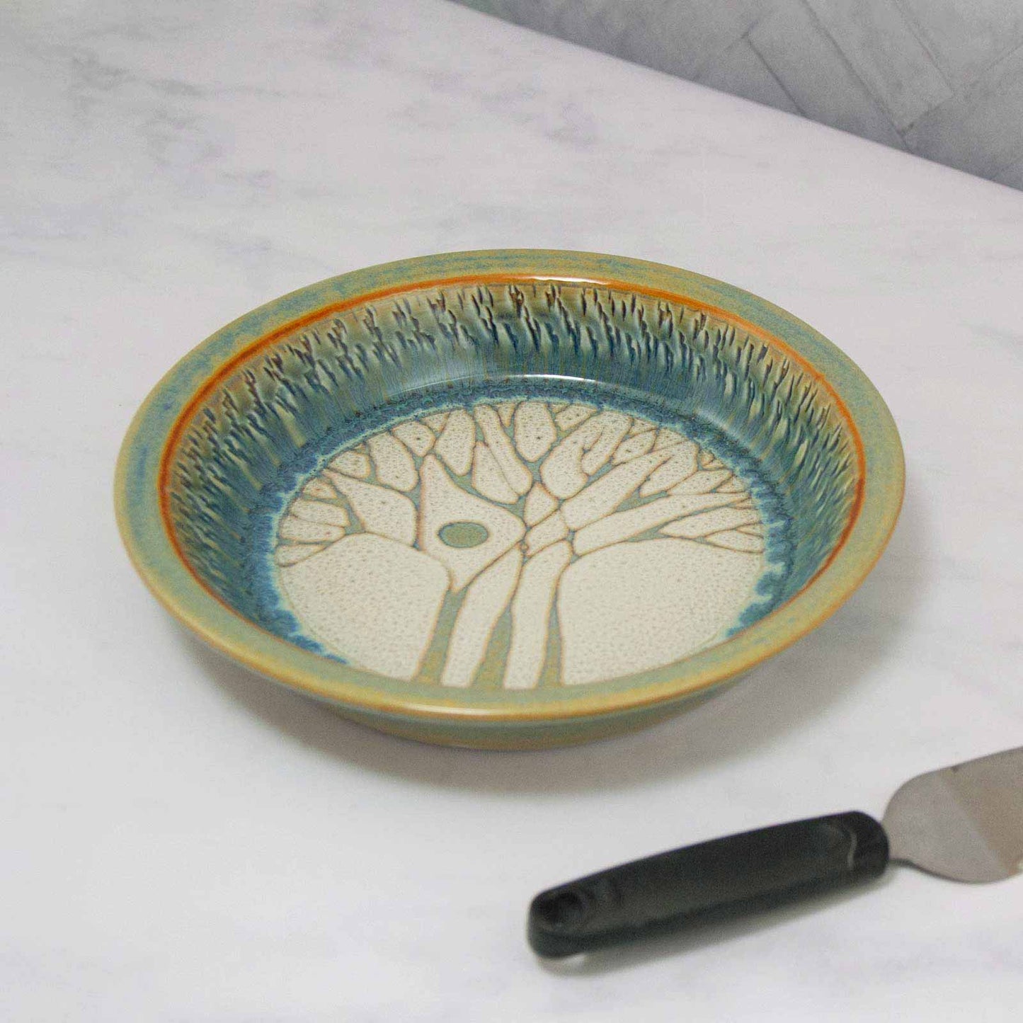 Handmade Pottery Pie Plate made by Olyssia Designs LLC in US