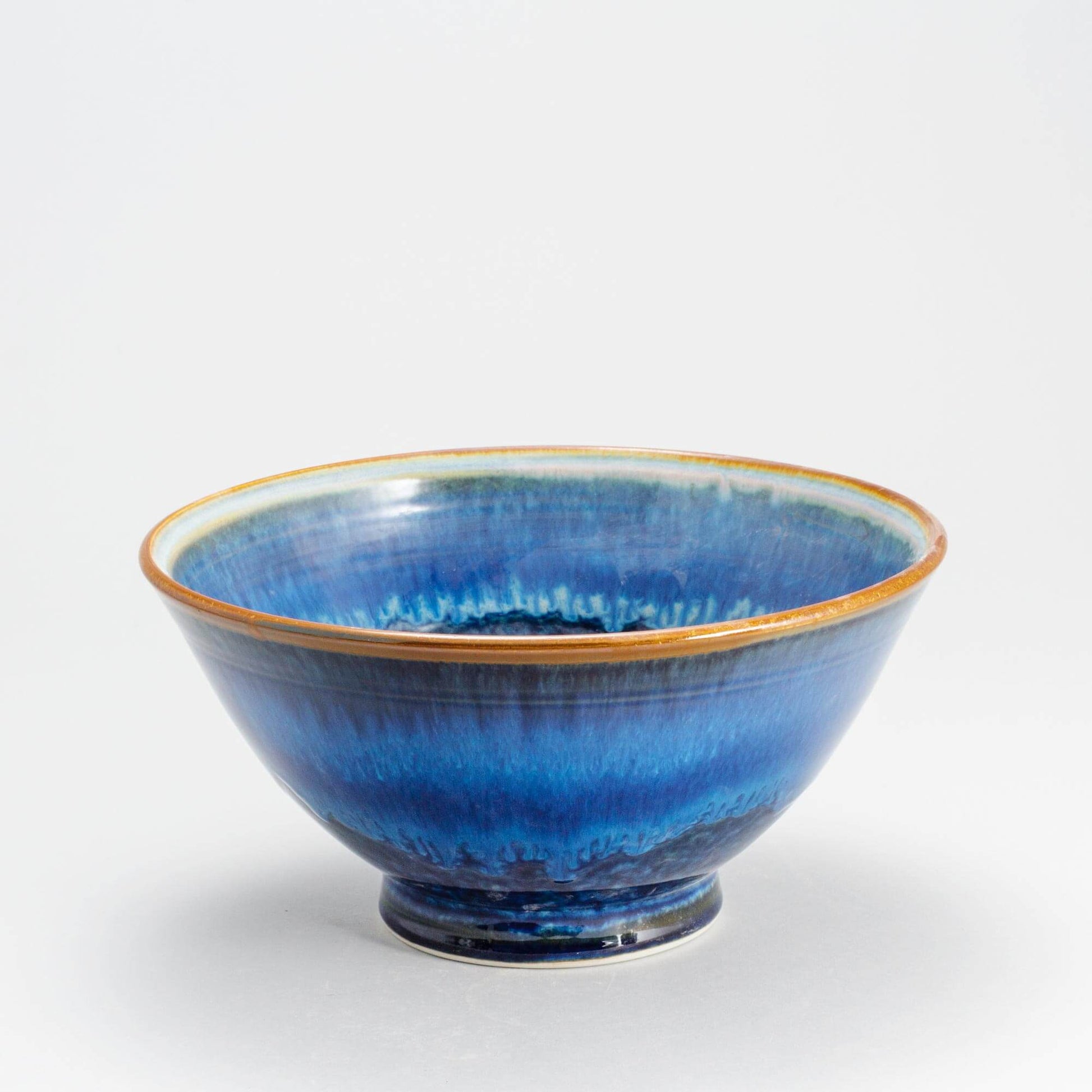 Handmade Pottery Popcorn Bowl in Cobalt pattern made by Olyssia Designs LLC  in US