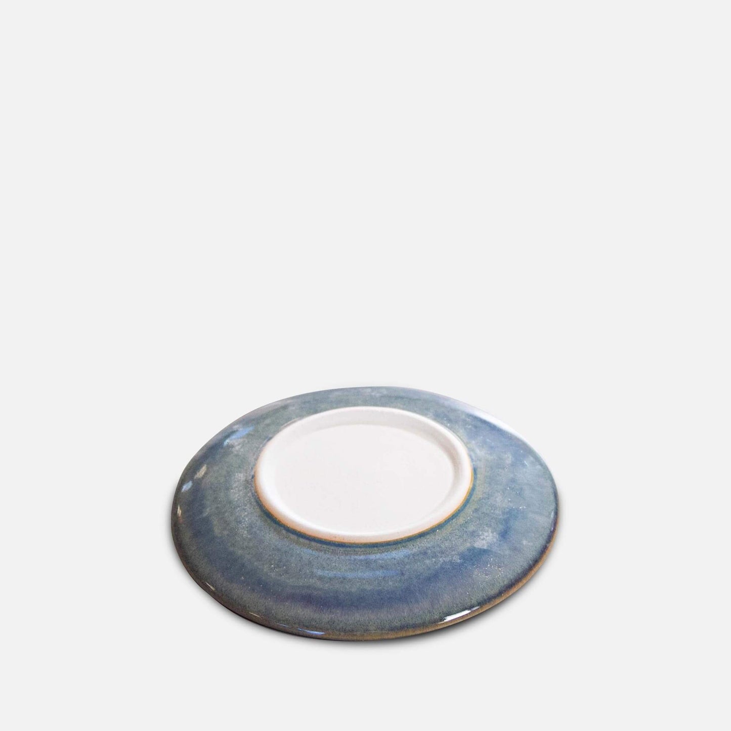 Handmade Pottery Rimless Dessert Plate made by Olyssia Designs LLC in US in Purple Tree pattern