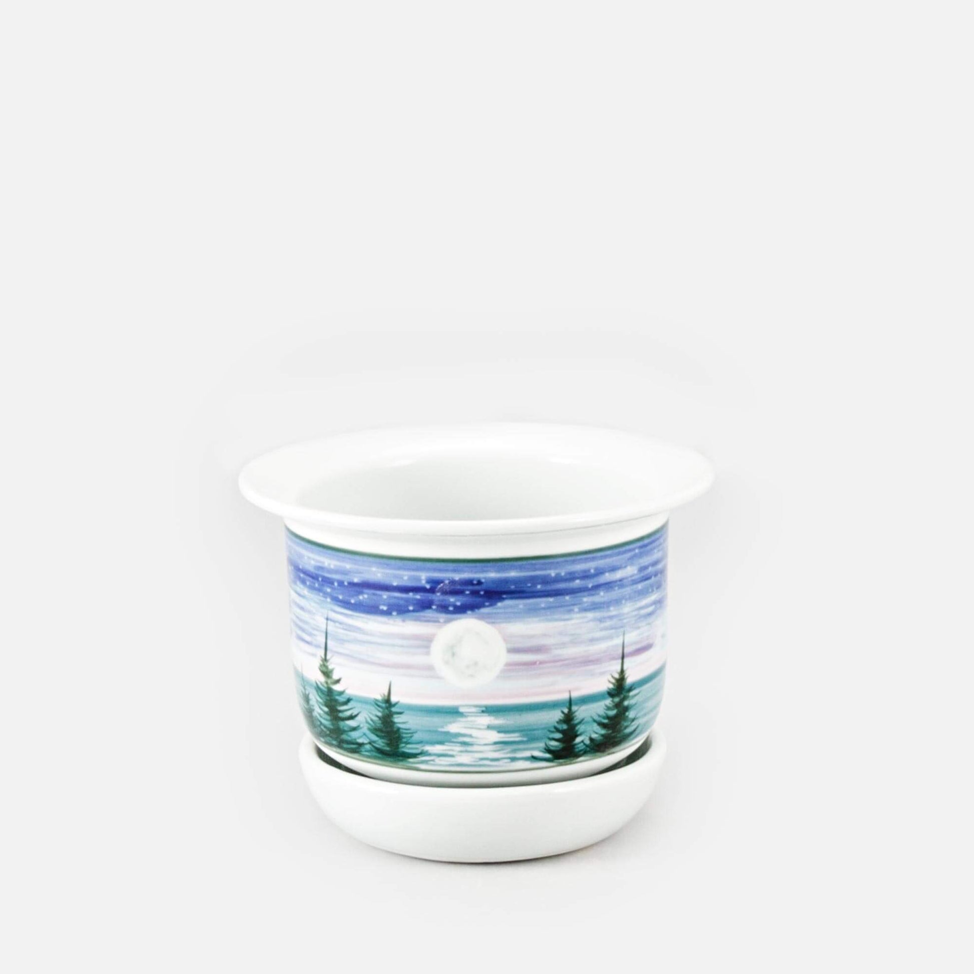 Handmade Pottery 6 Inch Ring Planter in Blue Hamada pattern made by Olyssia Designs LLC  in US