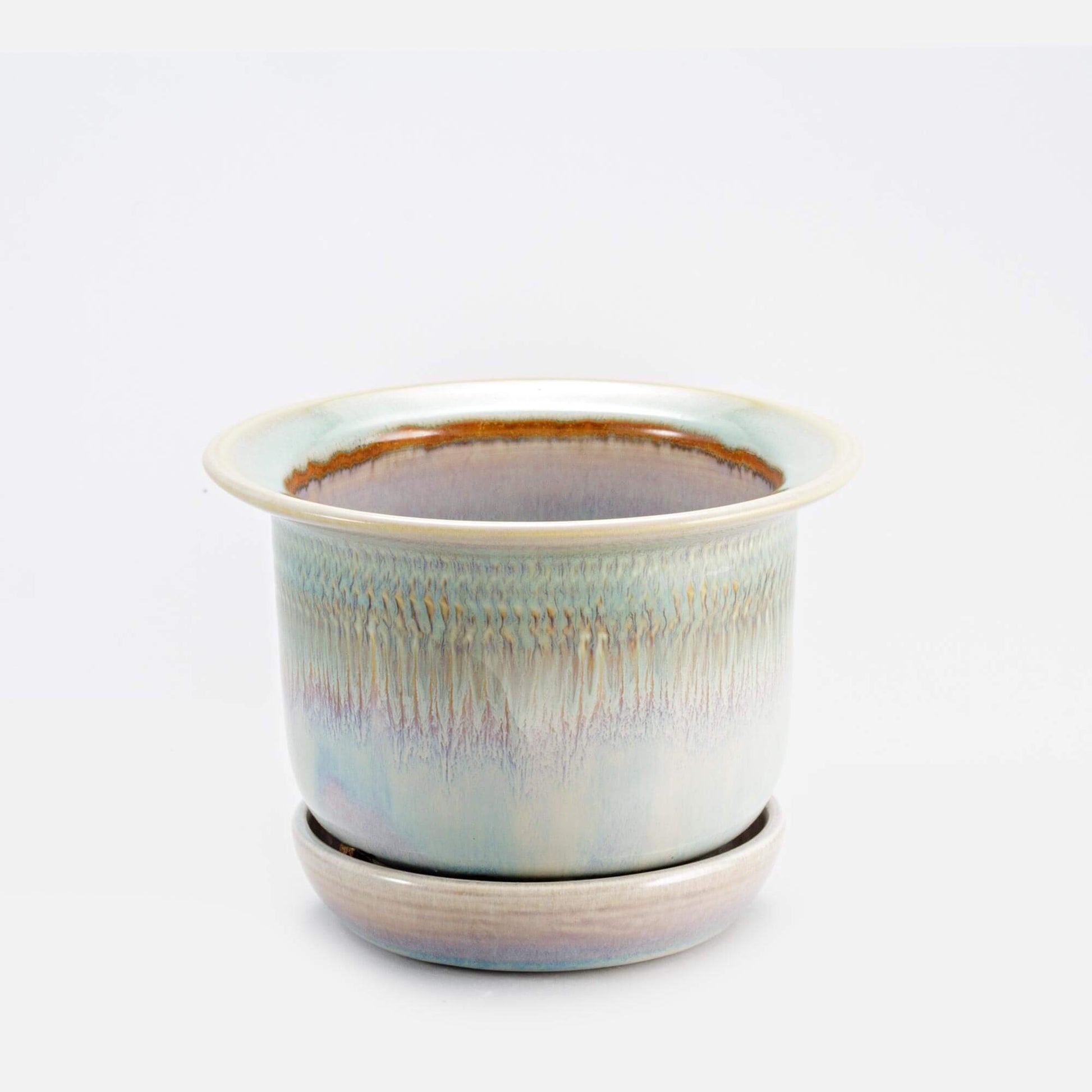 Handmade Pottery 7 Inch Ring Planter in Ivory & Green pattern made by Olyssia Designs LLC  in US