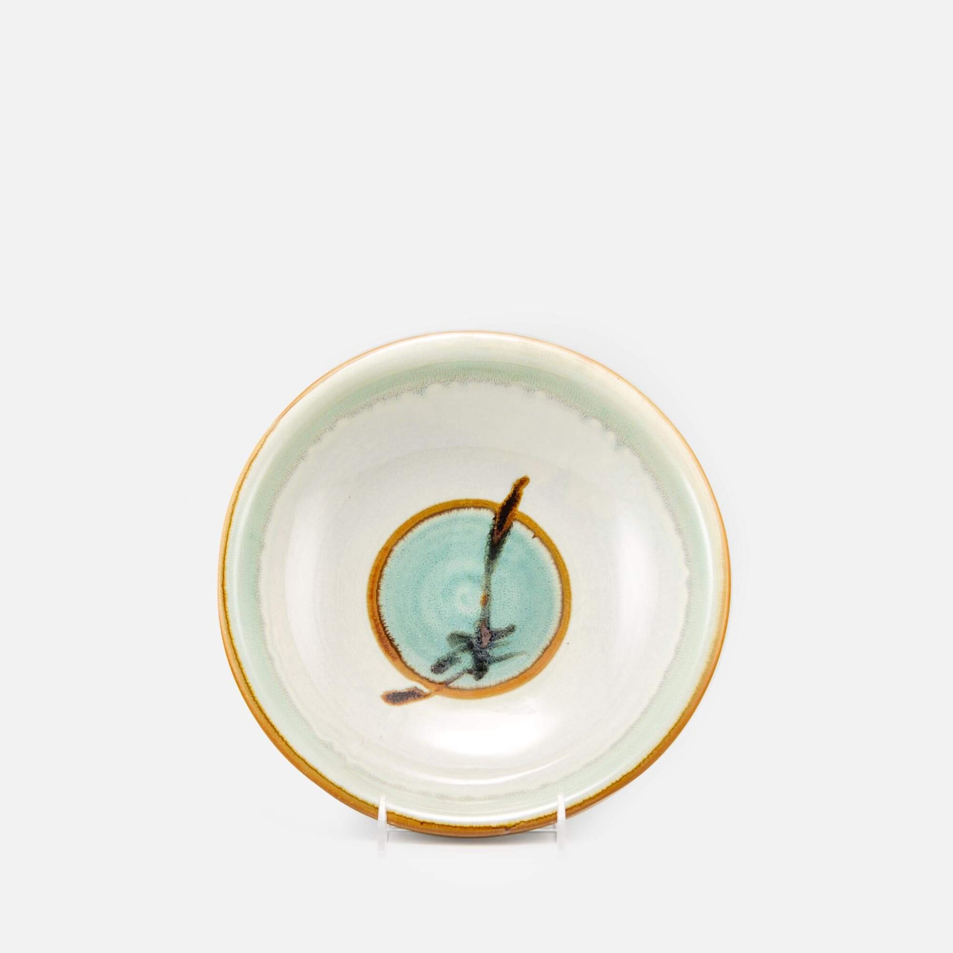 Handmade Pottery Serving Pasta Bowl in Ivory & Green pattern made by Olyssia Designs LLC  in US
