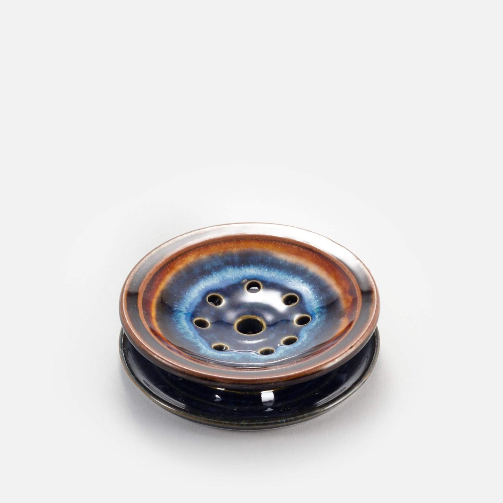 Handmade Pottery Soap Dish in Blue Hamada pattern made by Olyssia Designs LLC  in US