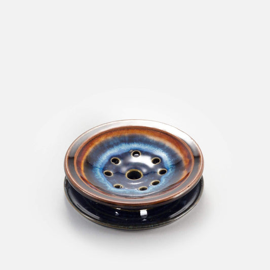 Handmade Pottery Soap Dish in Blue Hamada pattern made by Olyssia Designs LLC  in US
