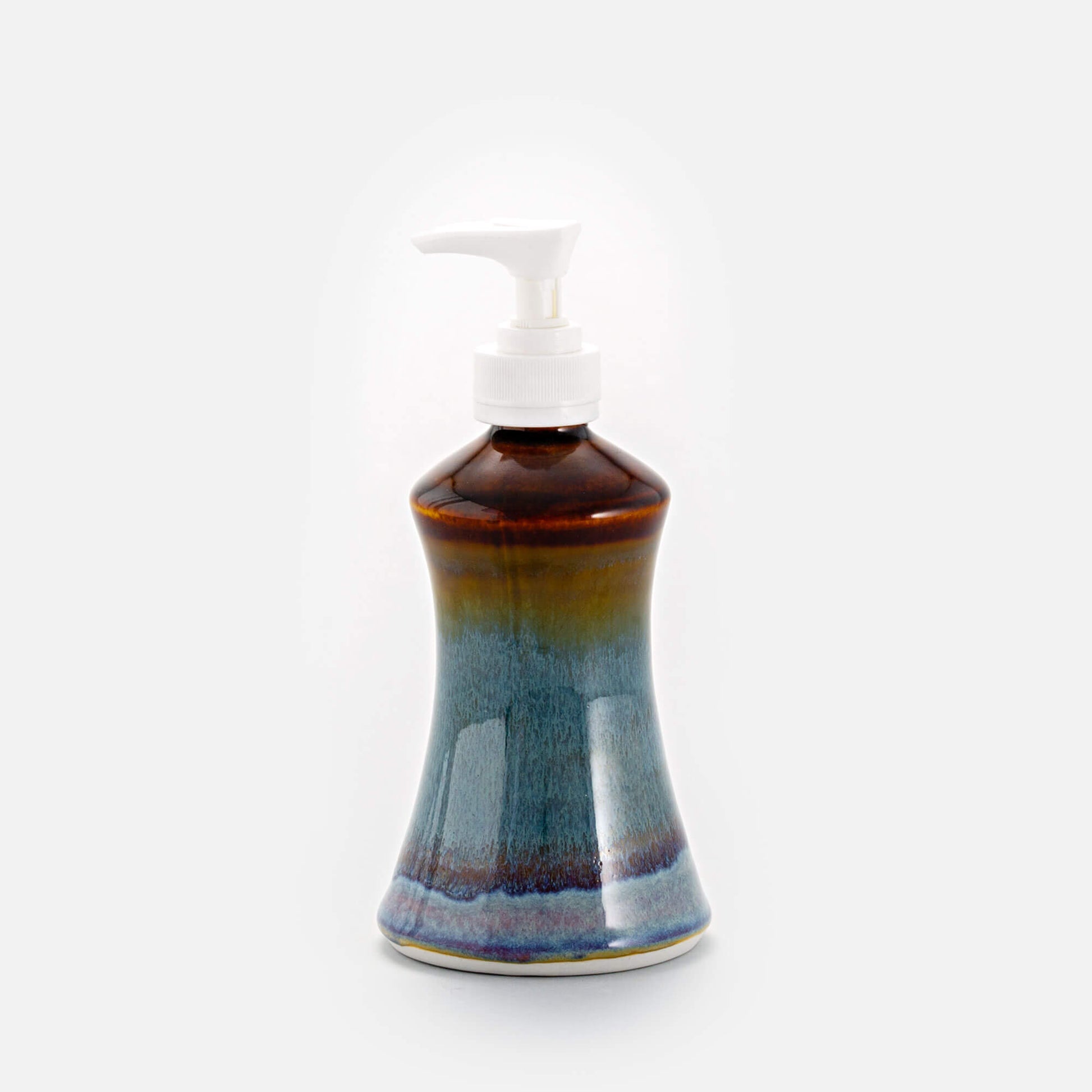 Handmade Pottery Soap & Lotion Dispenser in Purple Hamada pattern made by Olyssia Designs LLC  in US