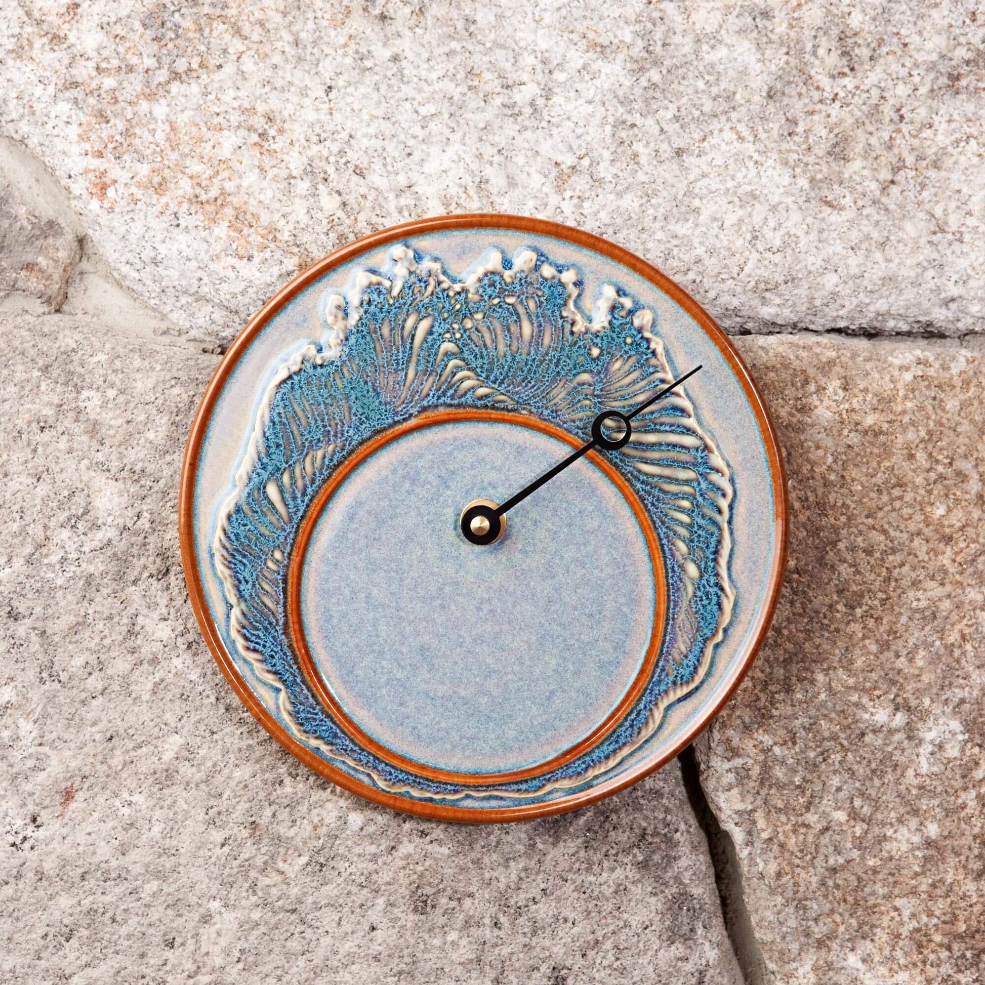Handmade Pottery Tide Clock in Purple Wave pattern made by Olyssia Designs LLC  in US