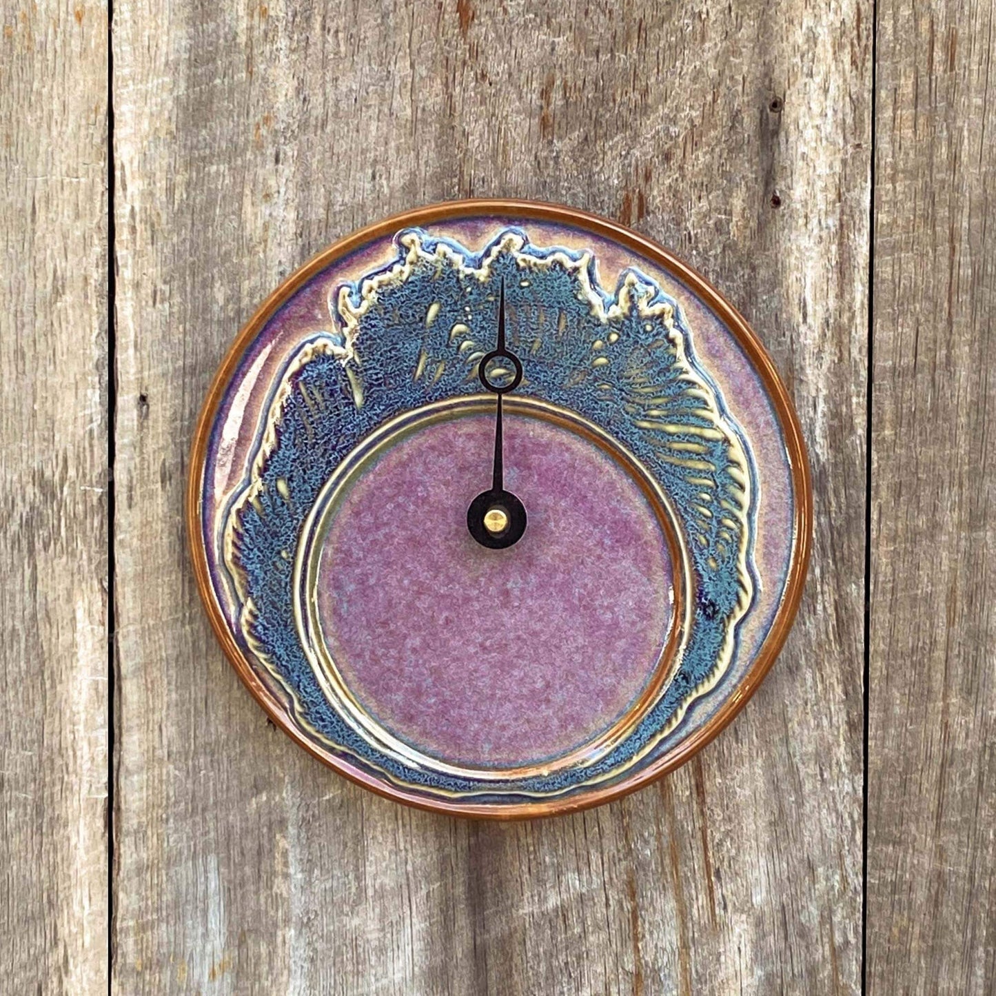 Handmade Pottery Tide Clock in Limited Edition Island Sunset pattern made by Olyssia Designs LLC in US