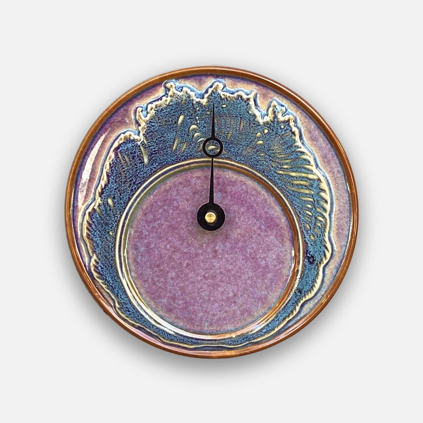Handmade Pottery Tide Clock in Limited Edition Island Sunset pattern made by Olyssia Designs LLC in US
