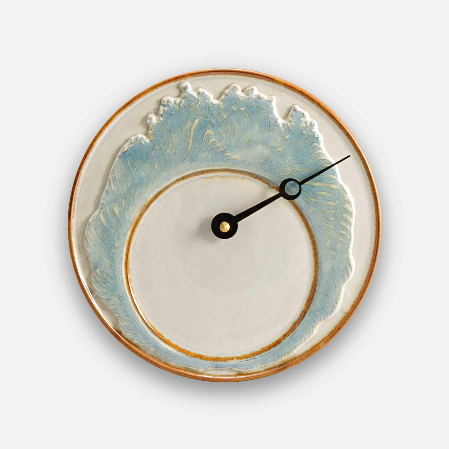 Handmade Pottery Tide Clock in Ivory Wave pattern made by Olyssia Designs LLC in US