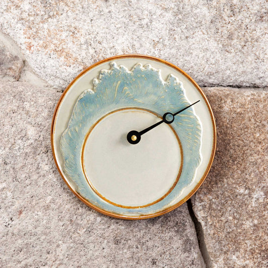 Handmade Pottery Tide Clock in Ivory Wave pattern made by Olyssia Designs LLC  in US