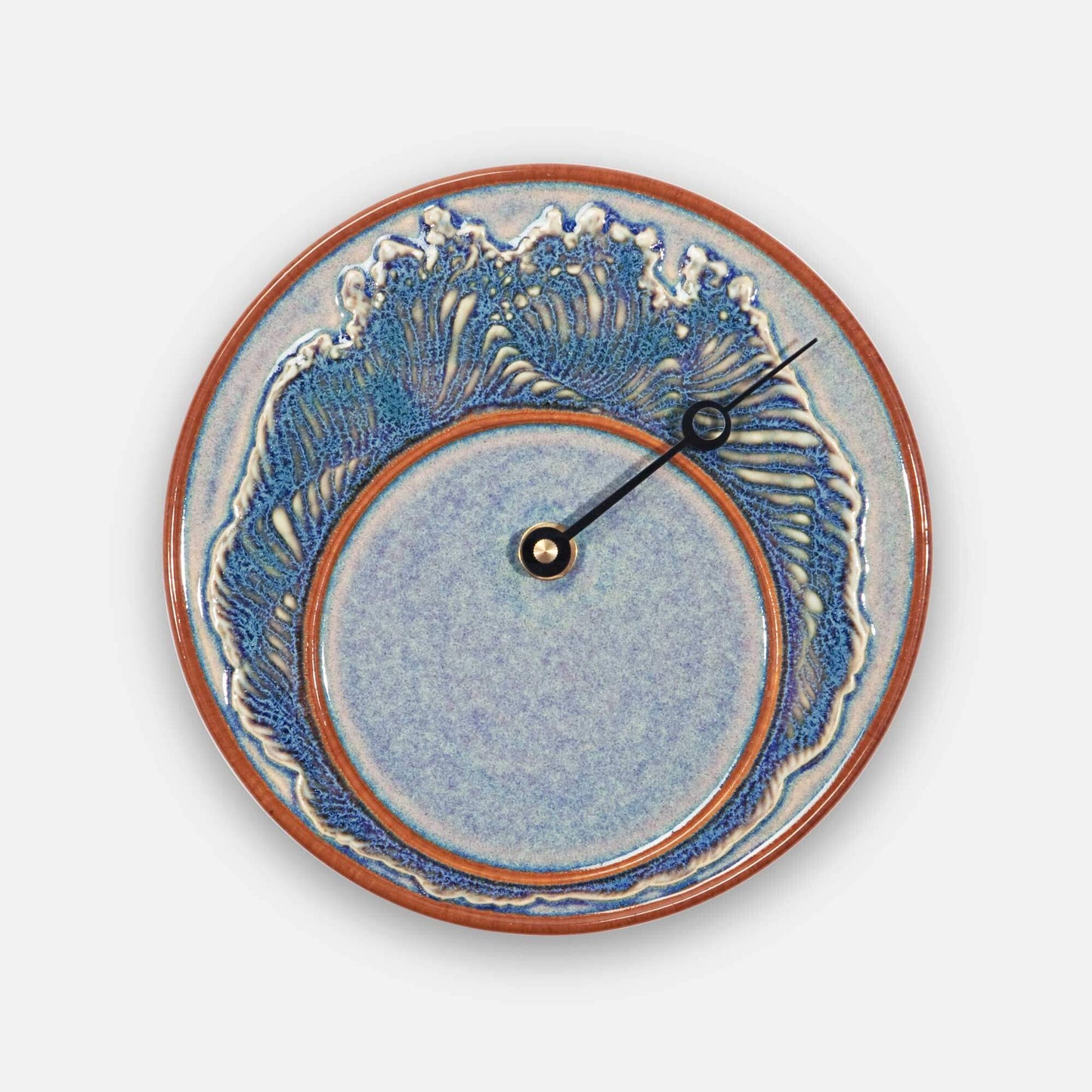 Handmade Pottery Tide Clock in Purple Wave pattern made by Olyssia Designs LLC in US