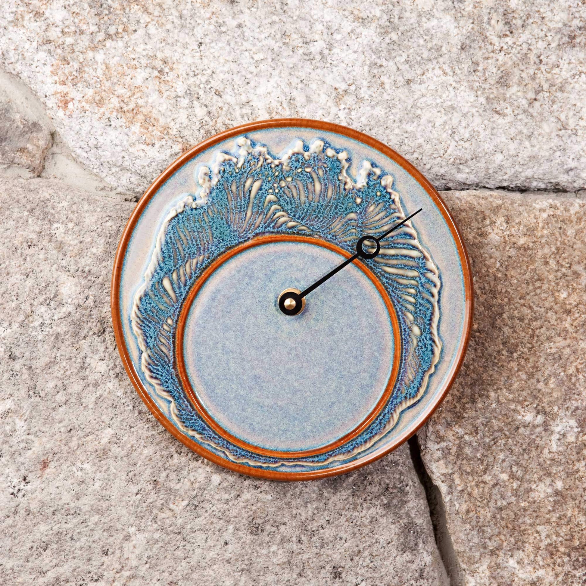 Handmade Pottery Tide Clock in Purple Wave pattern made by Olyssia Designs LLC  in US