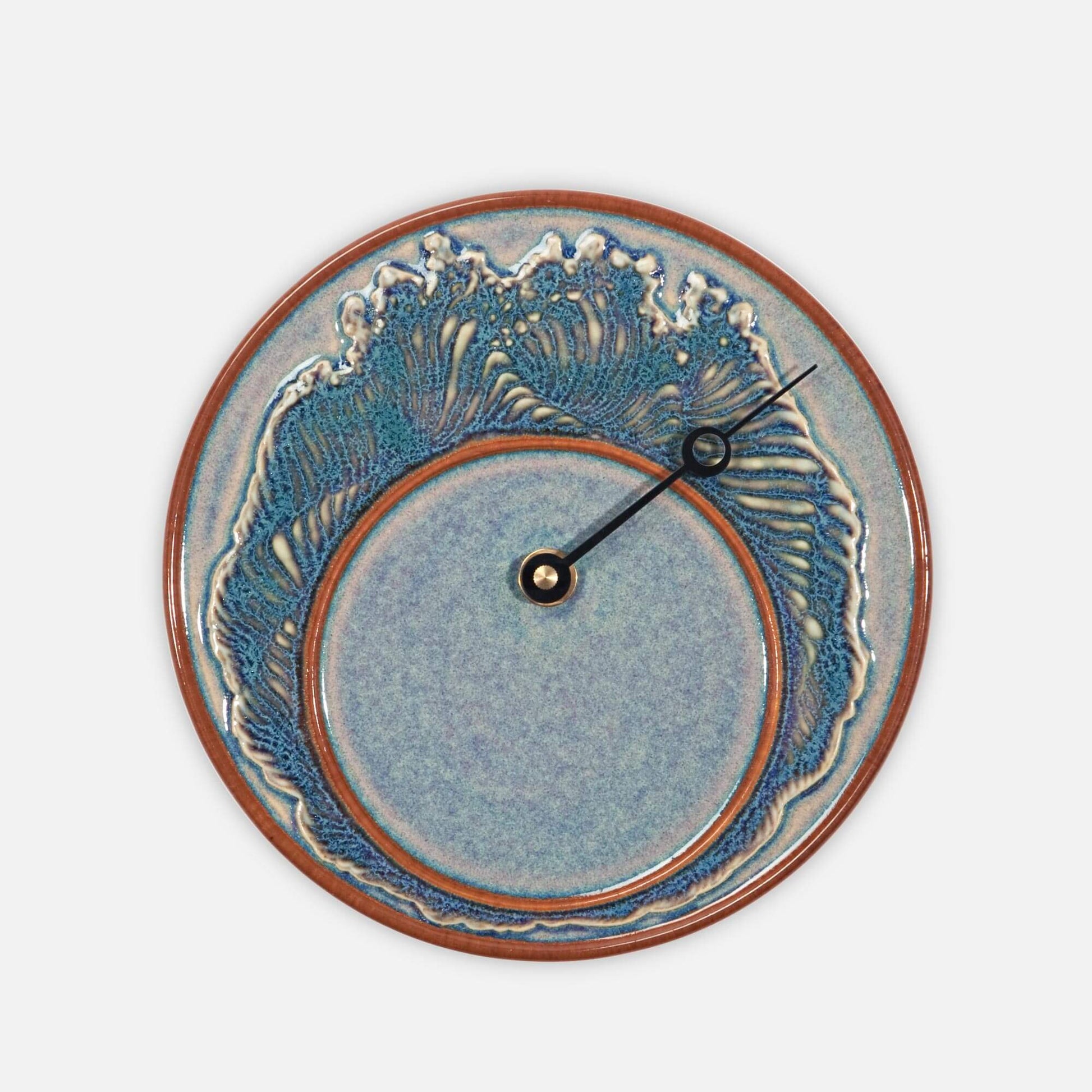 Handmade Pottery Tide Clock in Purple Wave pattern made by Olyssia Designs LLC  in US