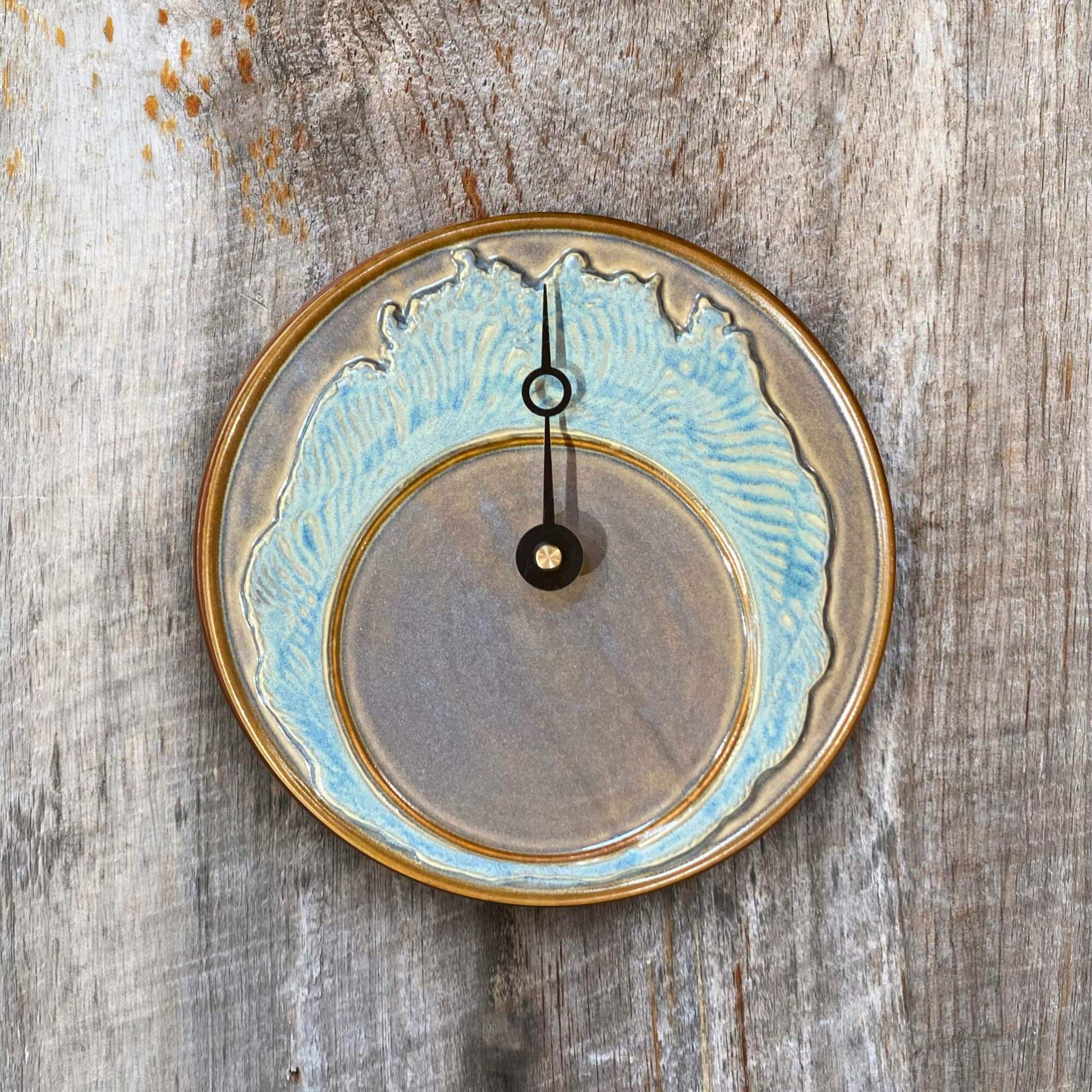 Handmade Pottery Tide Clock in Sea Glass pattern made by Olyssia Designs LLC  in US