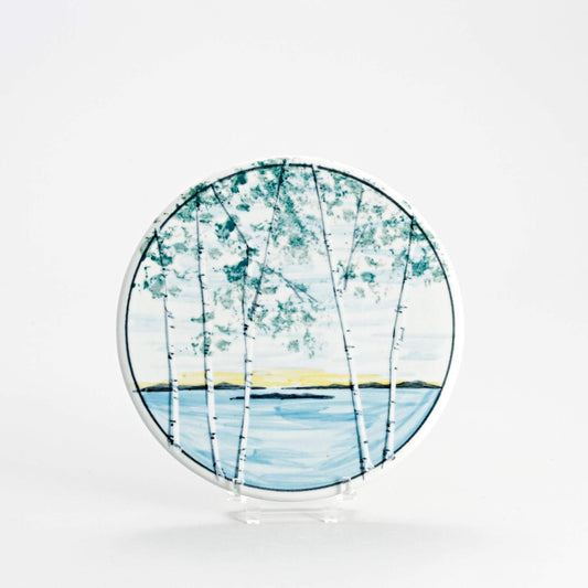 Handmade Pottery Trivet in Birch Point pattern made by Olyssia Designs LLC  in US
