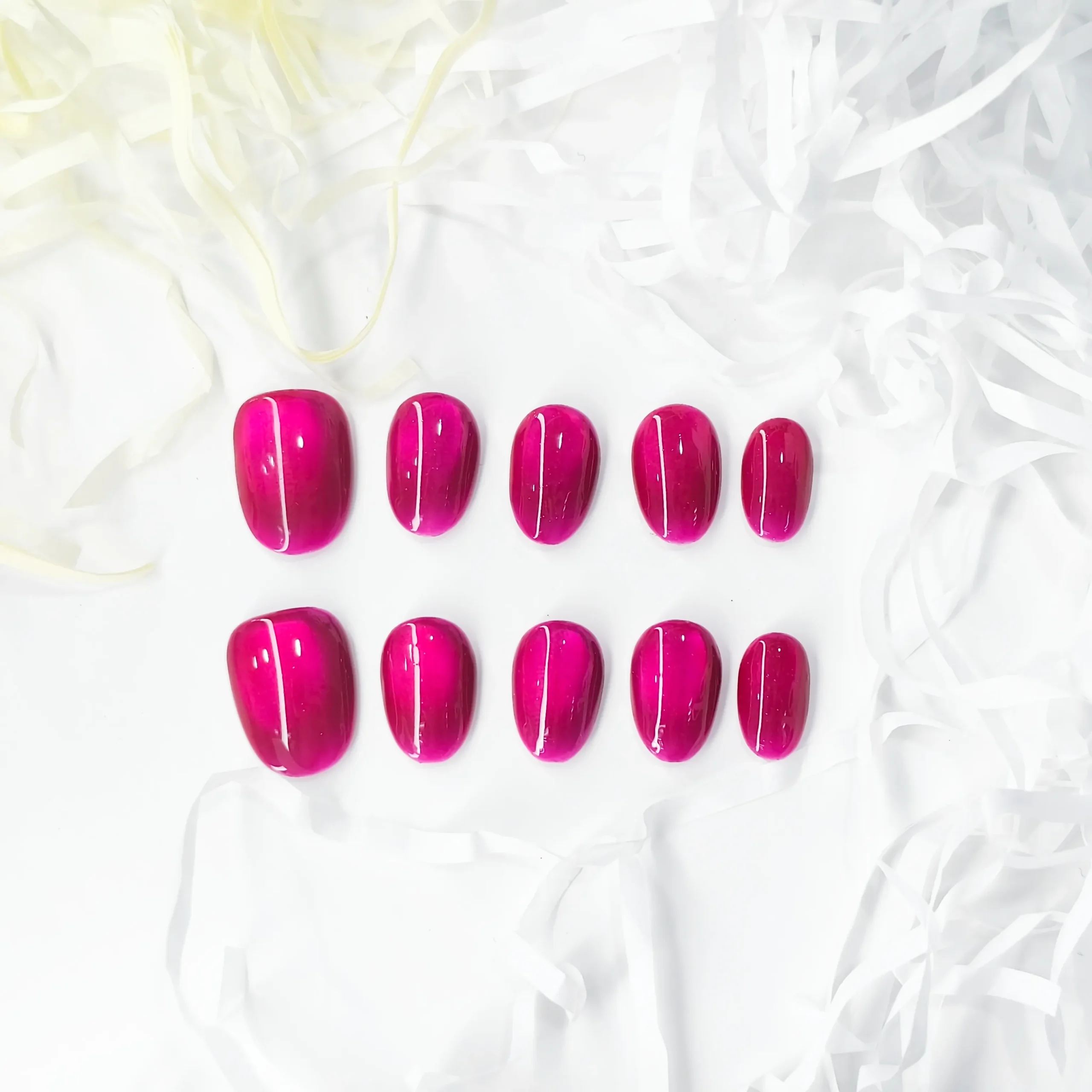 Amadela Highly Saturated Rose Pink Press-On Nails - Image 3