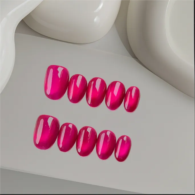 Amadela Highly Saturated Rose Pink Press-On Nails - Image 7