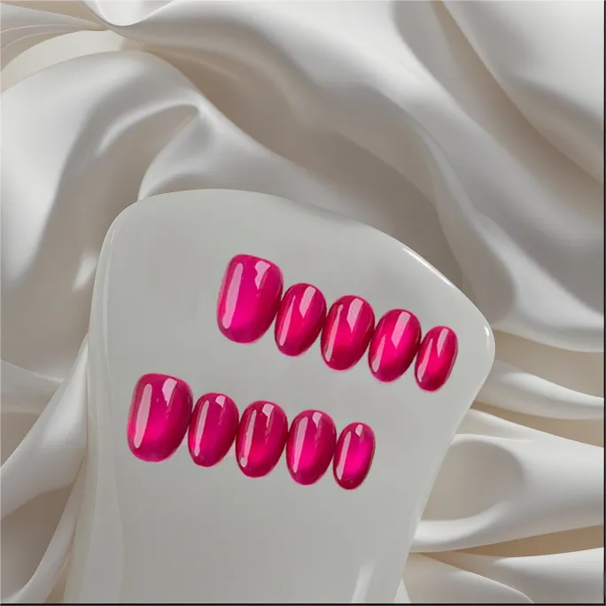 Amadela Highly Saturated Rose Pink Press-On Nails - Image 5