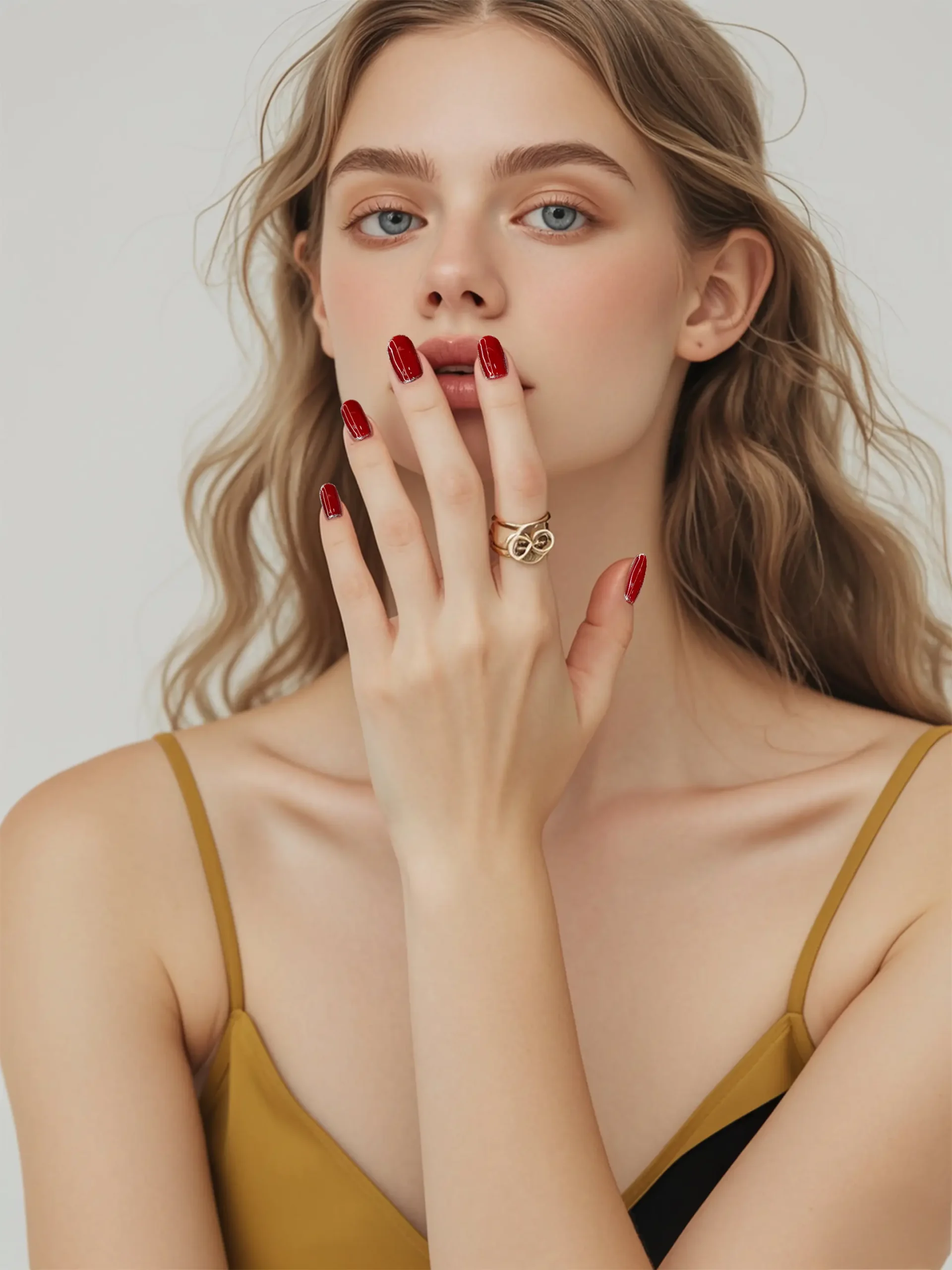 Amadela Shiny Red Press-On Nails for Daily & Party - Image 7