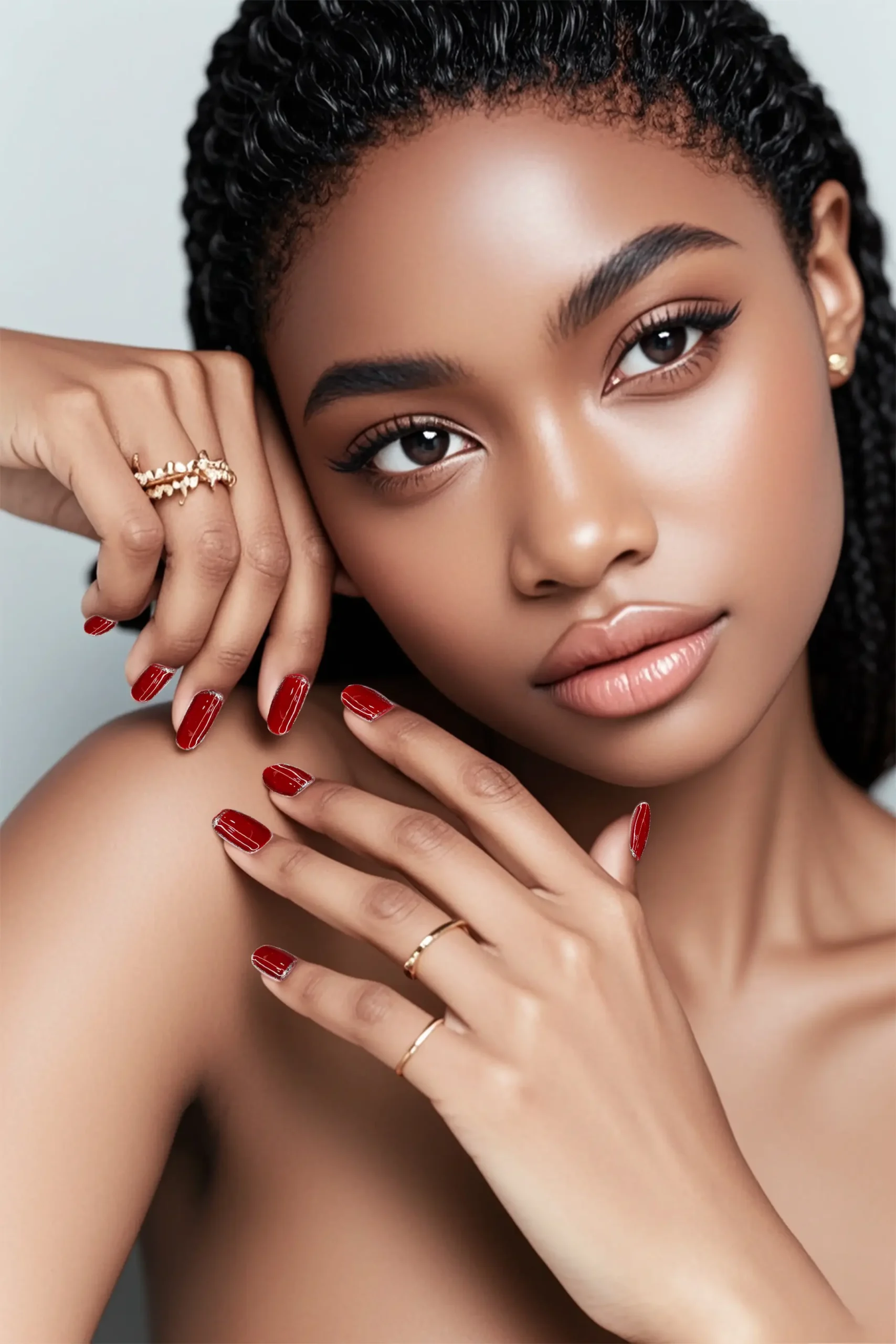 Amadela Shiny Red Press-On Nails for Daily & Party - Image 8