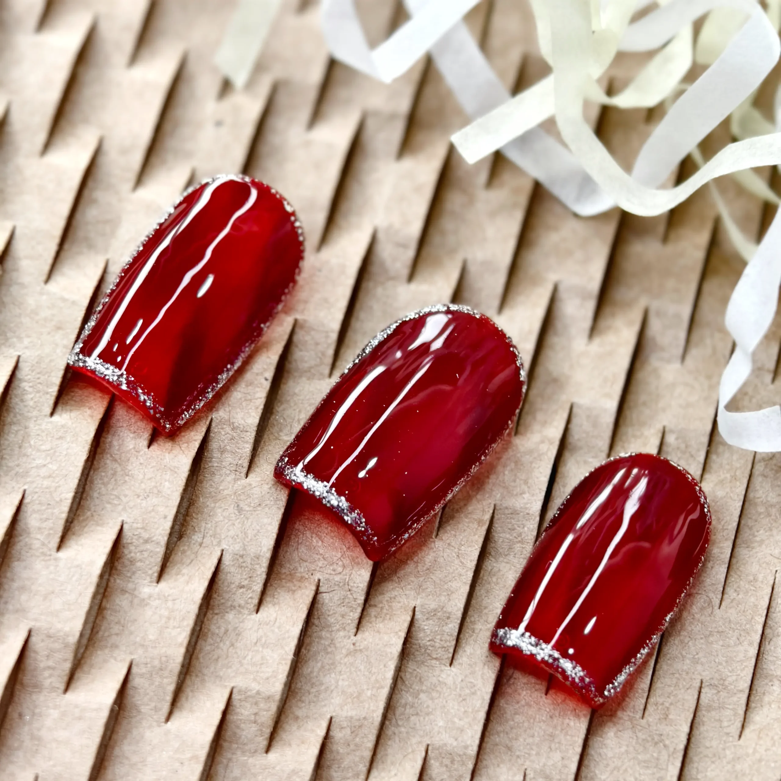Amadela Shiny Red Press-On Nails for Daily & Party - Image 6