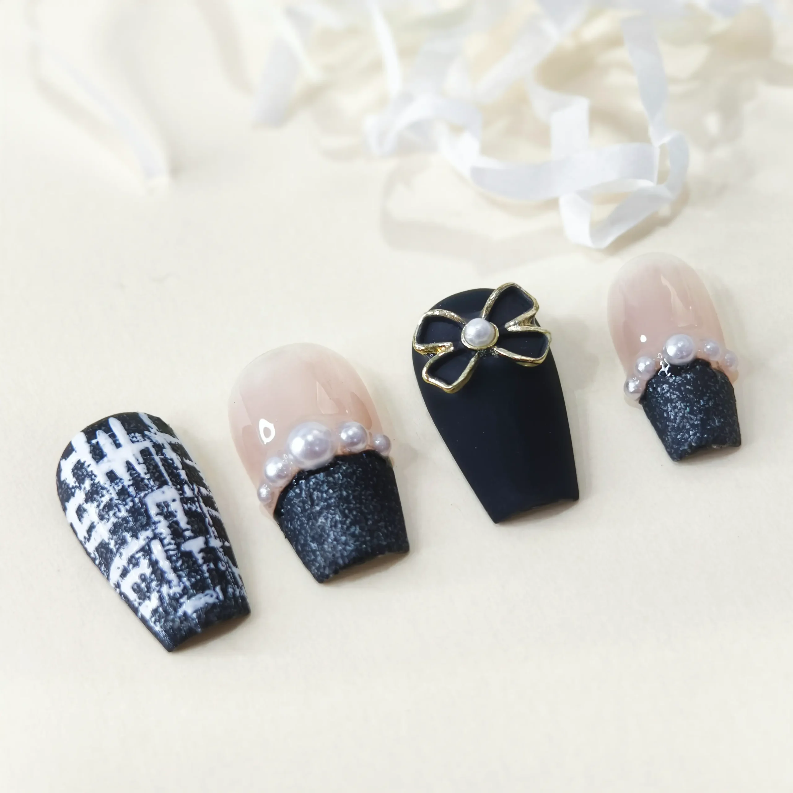 Amadela 3D Pearl French Press-On Nails - Image 4