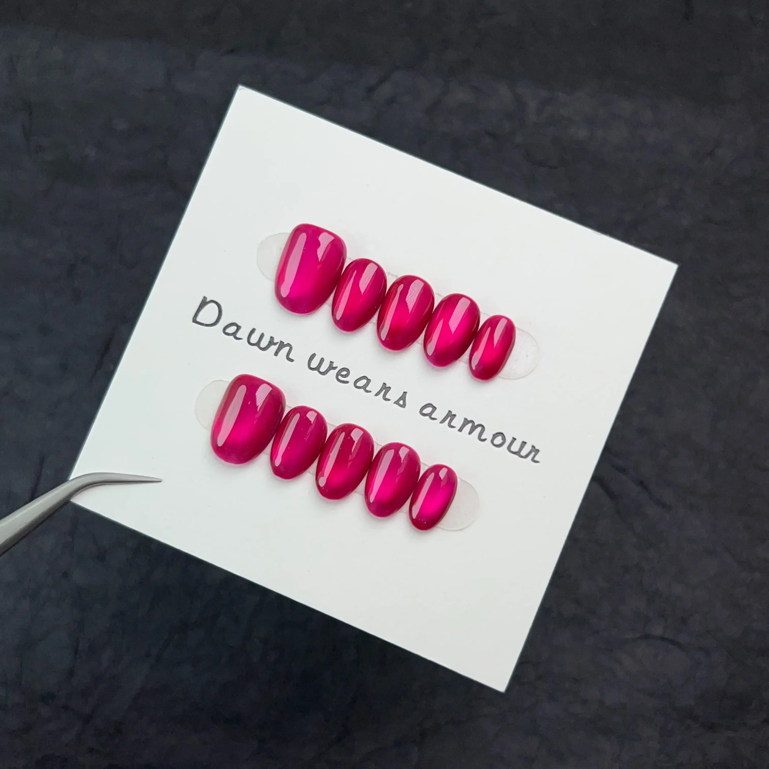 Amadela Highly Saturated Rose Pink Press-On Nails - Image 2