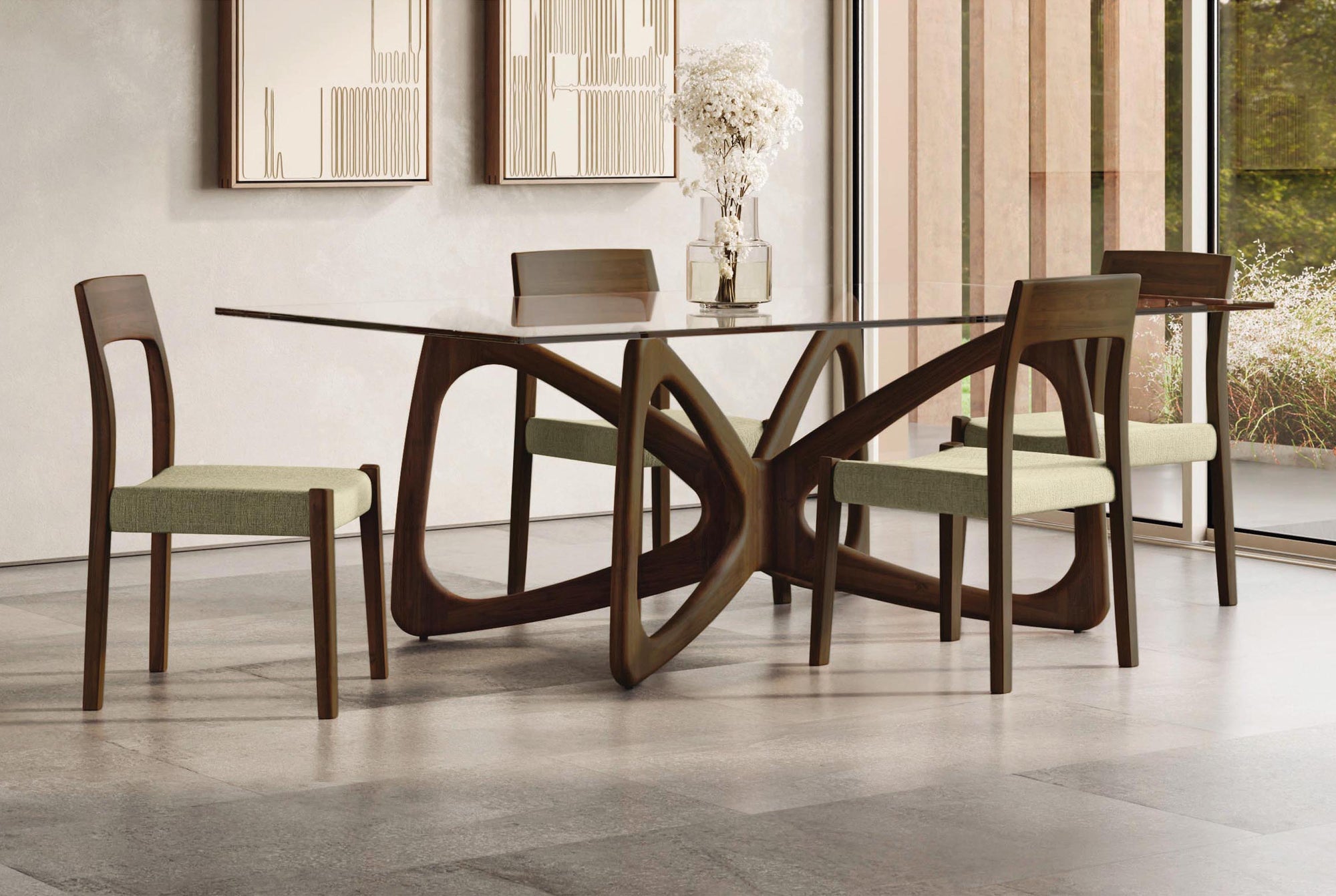 Copeland Butterfly Glass Top Dining Table